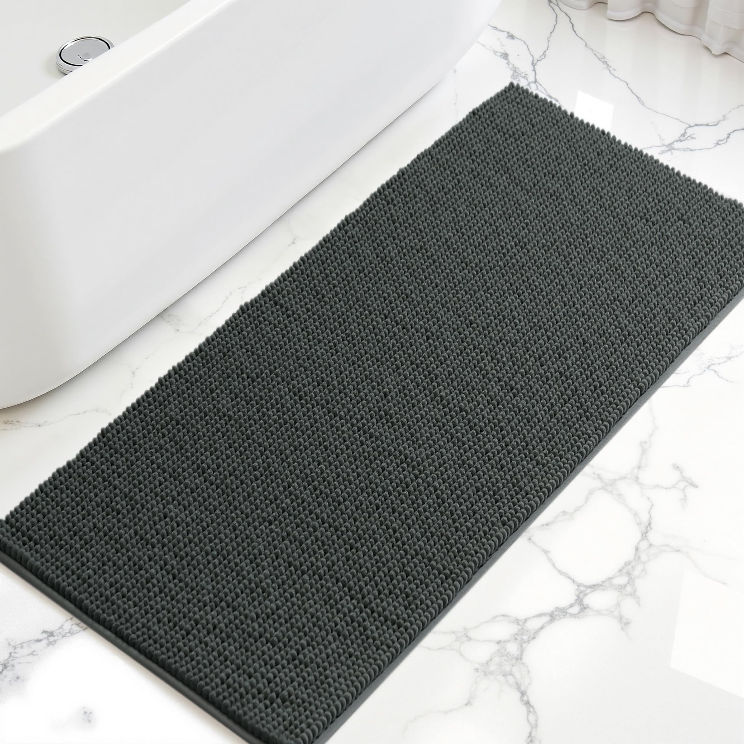 SUBRTEX Bathroom Rugs, 24" x 60" Chenille Bath Rug Soft Short Plush Bath Mat Soft Shower Mat Water Absorbent Shower Mat Quick Dry Machine Washable,