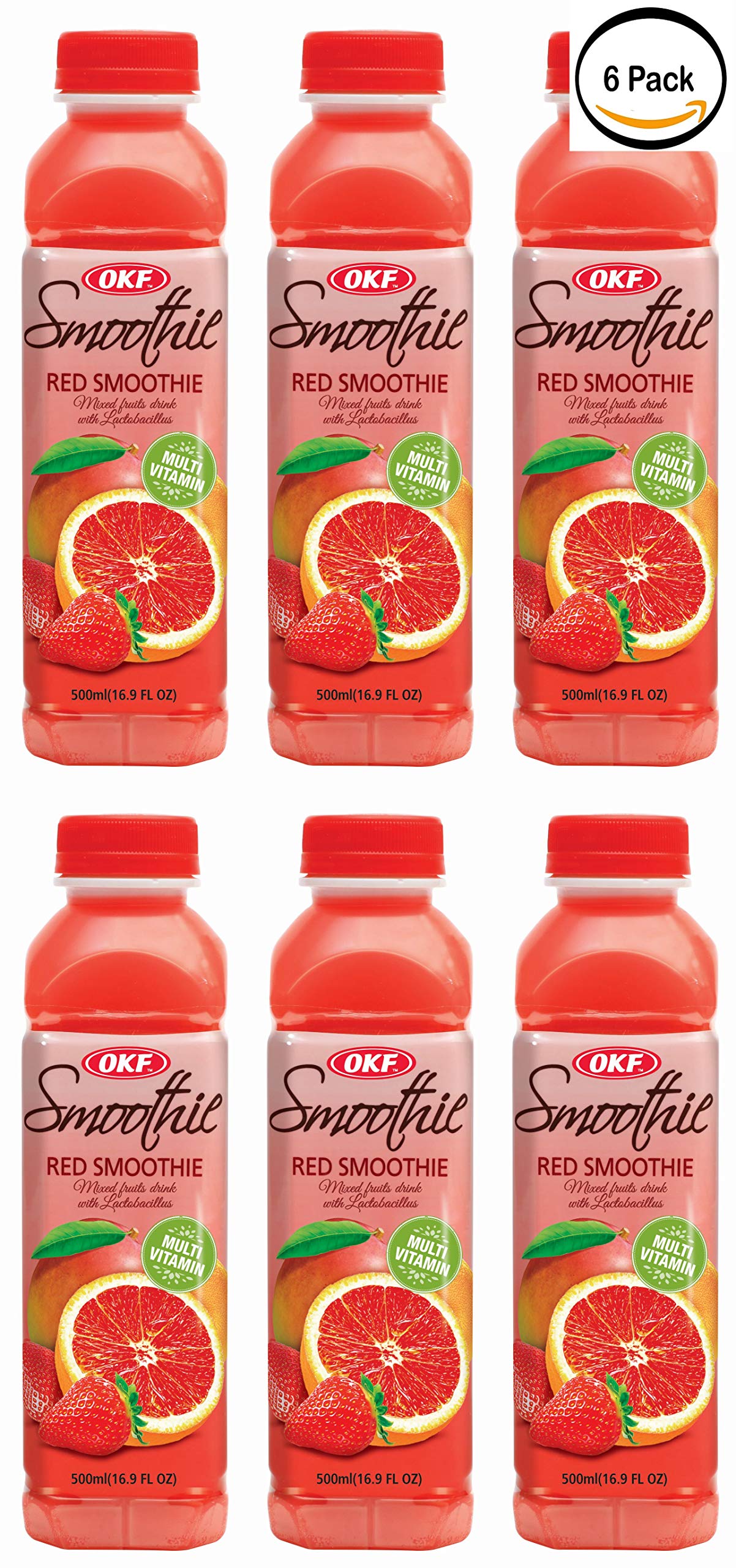 OKFSmoothie, Multi Vitamin Premium New Drink, 16.9 Fluid Ounce (Red Smoothie, 6 Pack)
