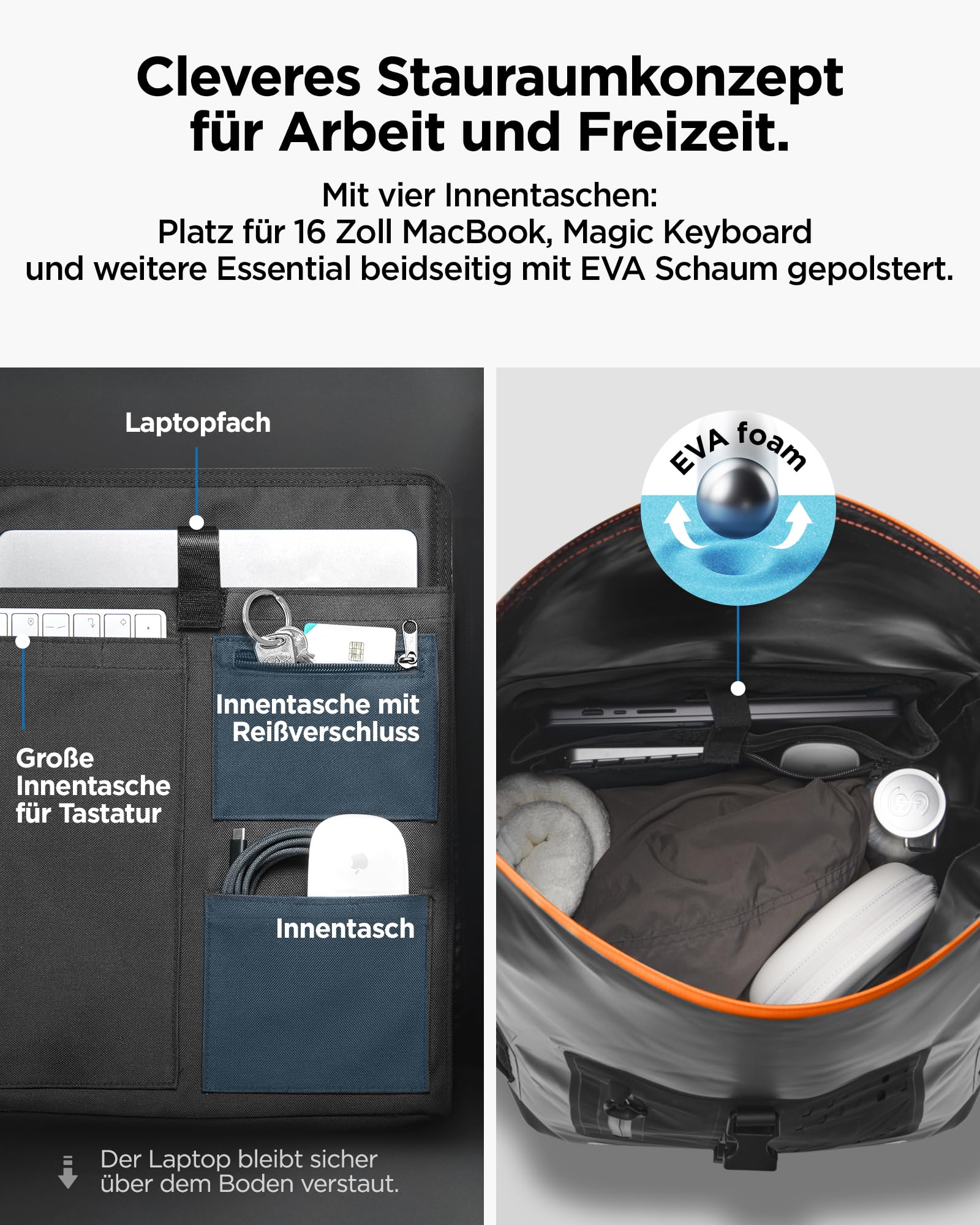 Spigen Wasserdichter Rucksack Rolltop für Damen Herren [Aquashield] Laptoprucksack bis 16", IPX6 Schutzklasse, Belüftetes Rückenteil, Wasserfester Daypack für Reisen, Outdoor & Camping – Schwarz