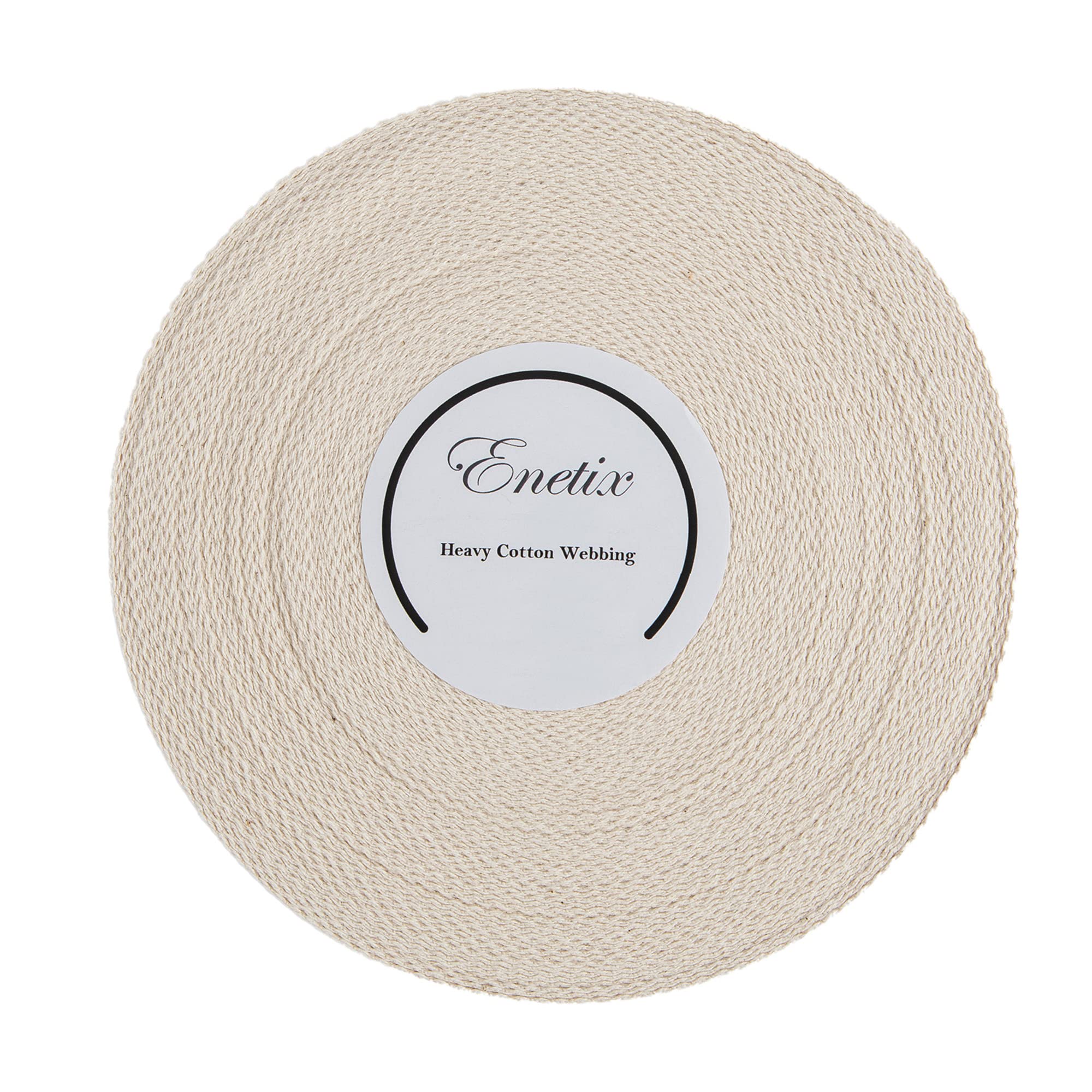 Enetix 1 Inch Natural Heavy Cotton Webbing Roll, Multi-Purpose Ribbon Tape for DIY Craft, 50 Yards (Off White, 1½'' × 25 Yards)