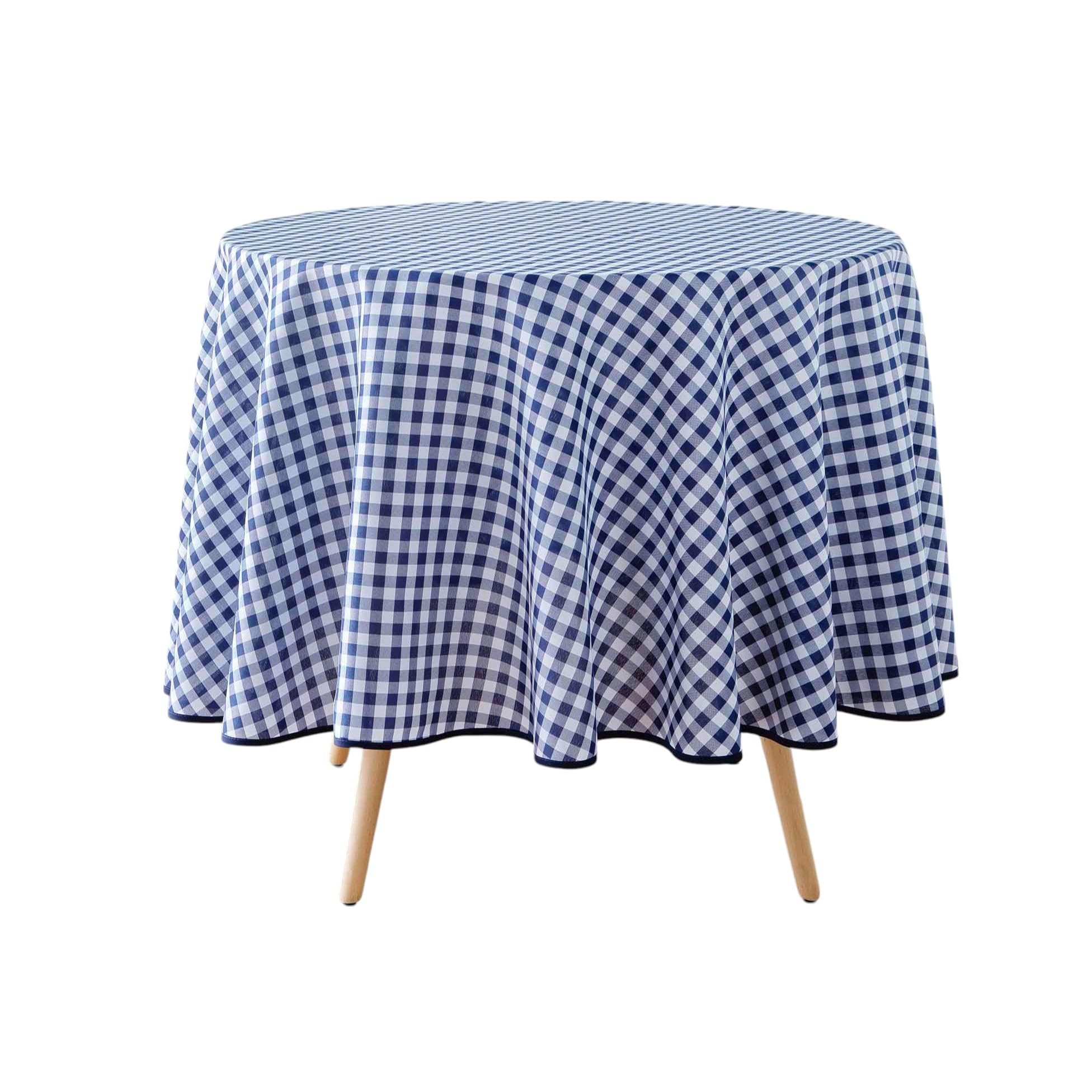 douceur d'intérieur Vichy Tischdecke, rund (Ø 180 cm), Blau, gefärbte Polyesterfasern