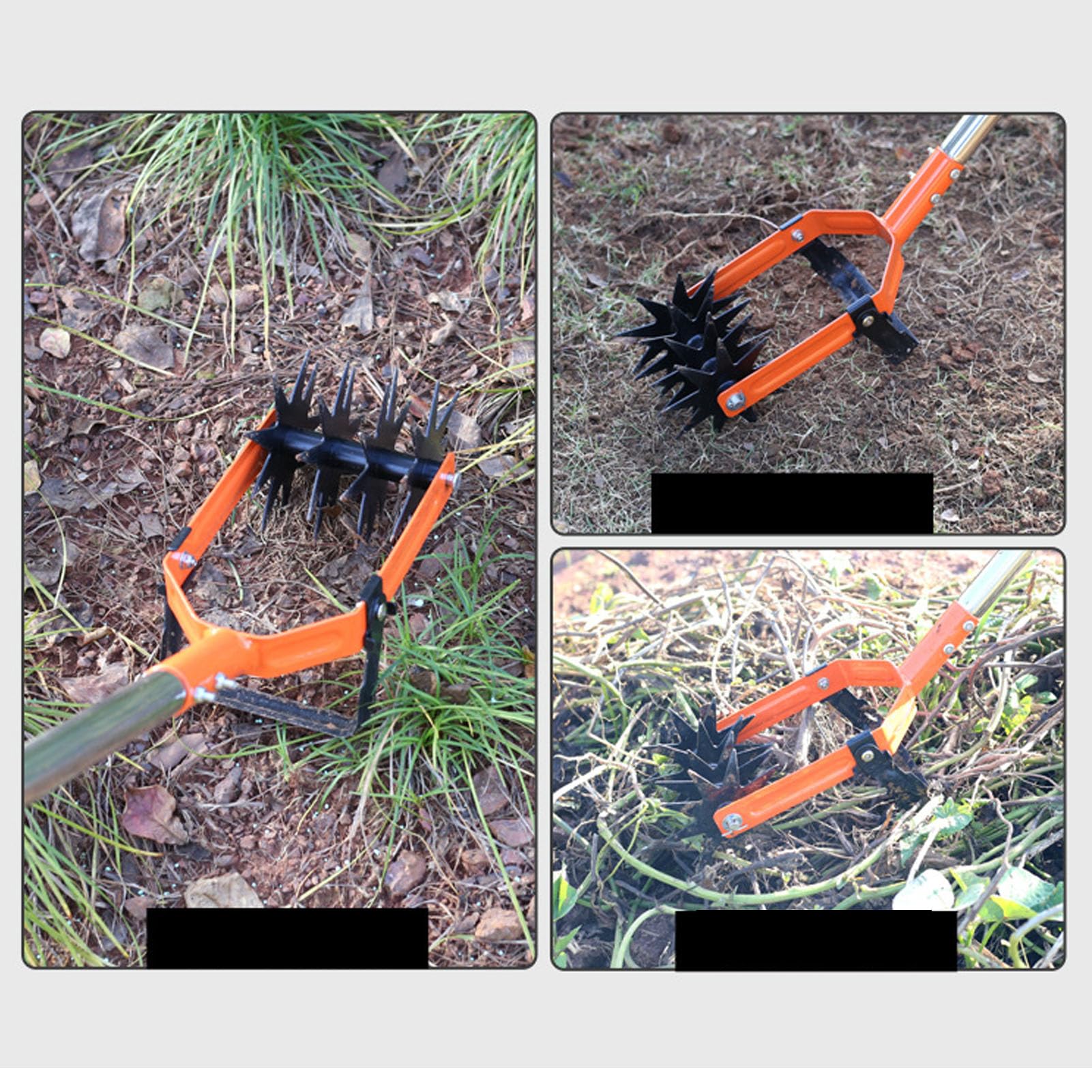 Durevole Motozappa da Giardino con Meccanismo Rotante, Perfetto per la Frammentazione del Terreno e le attività di diserbo. Acciaio Al Manganese + Acciaio Inossidabile + 3 Maniglie (3 sezioni)