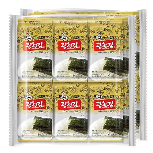 KIMNORI Kwangcheonkim Snacks de algas marinas sazonadas  24 paquetes individuales hojas premium natural tostado Laver Nori 0.14 oz 0.14 onzas