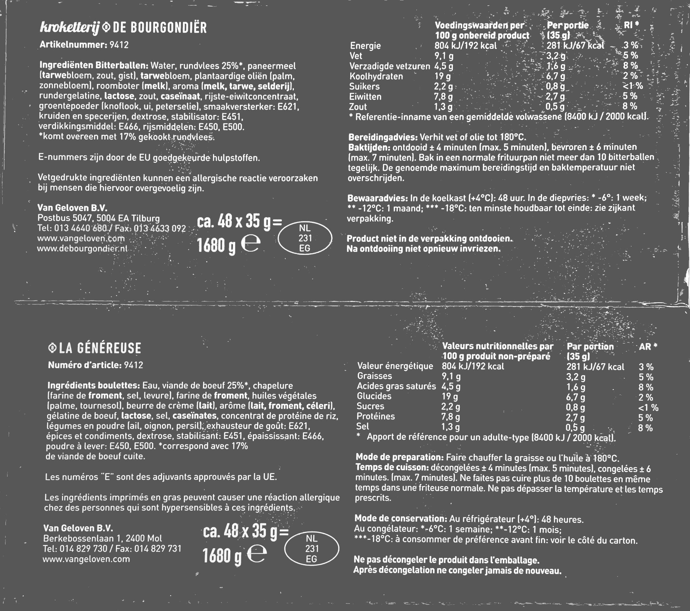 Holland Tk Snacks Rindfleisch-Bitterballen 48 x 35 g für die Friteuse