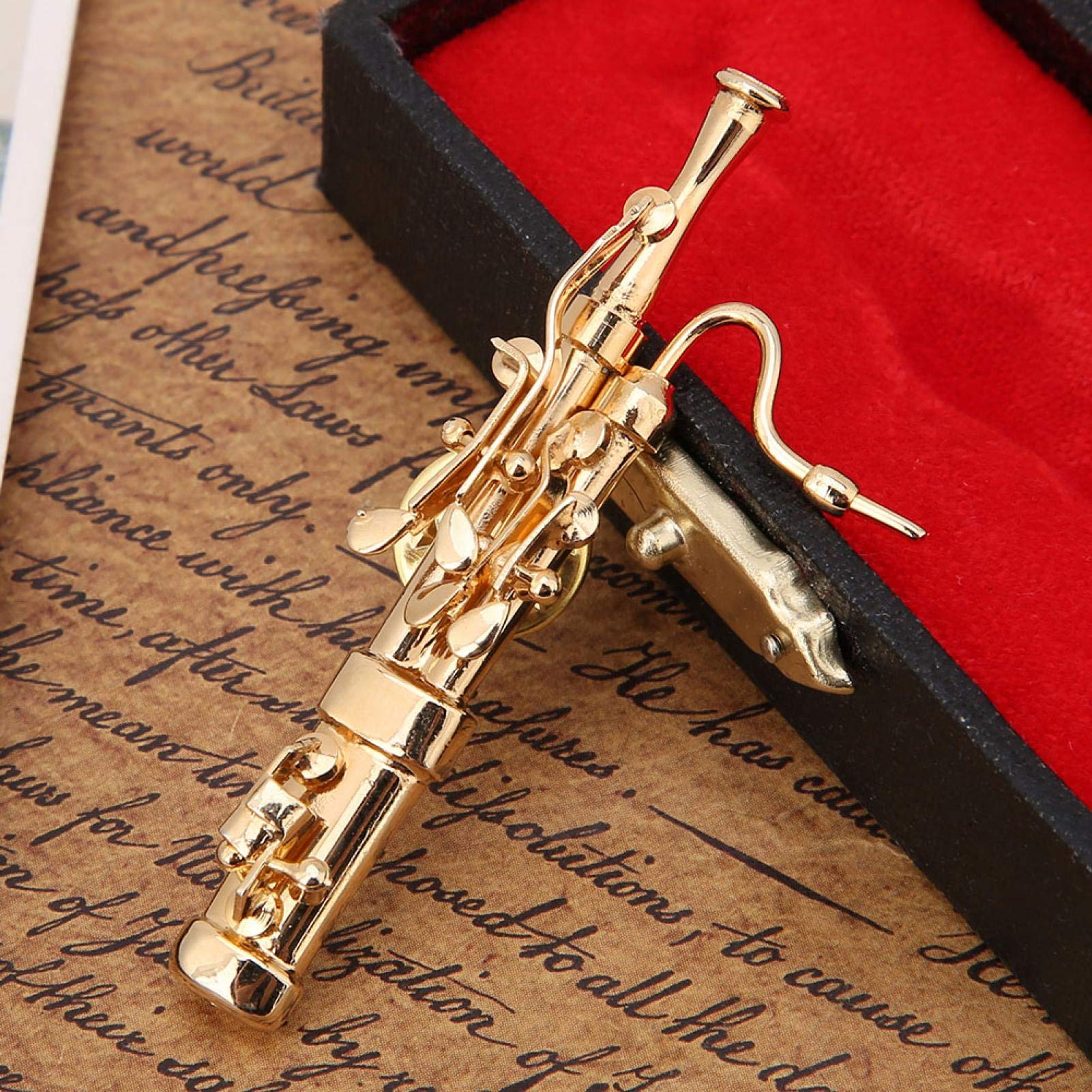 Pssopp Broche de Instrumento Musical Mini Fagot Broche de Instrumento Musical Broche de Pin Musical con Caja de Regalo para Mujeres Chica Favores de Fiesta Regalo