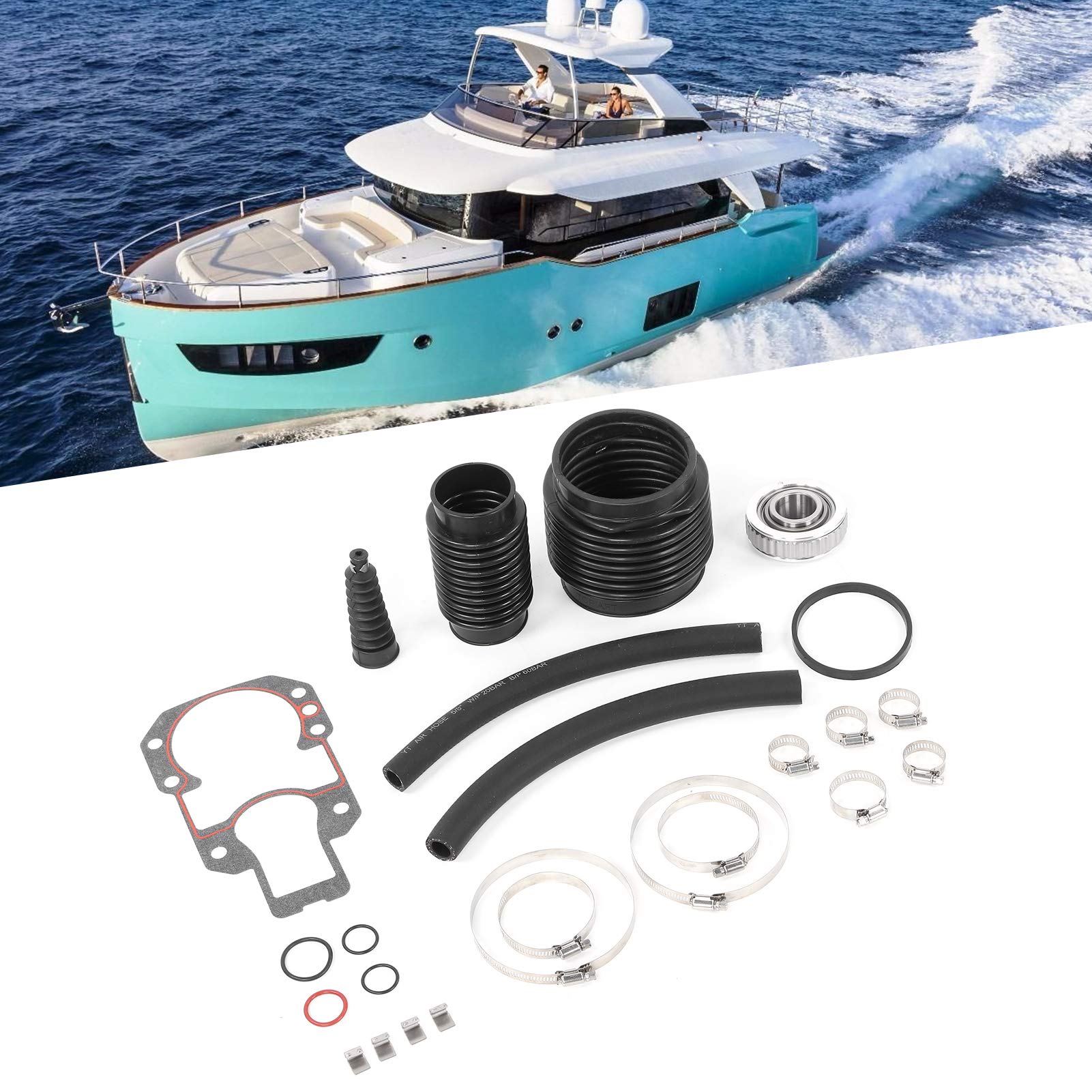 Kit di Riparazione per Poppa con Soffietto Fuoribordo per Mercruiser Alpha One Gen 1 1977-1990 - Acciaio Inossidabile e Gomma di Grado Marino con Installazione Semplice