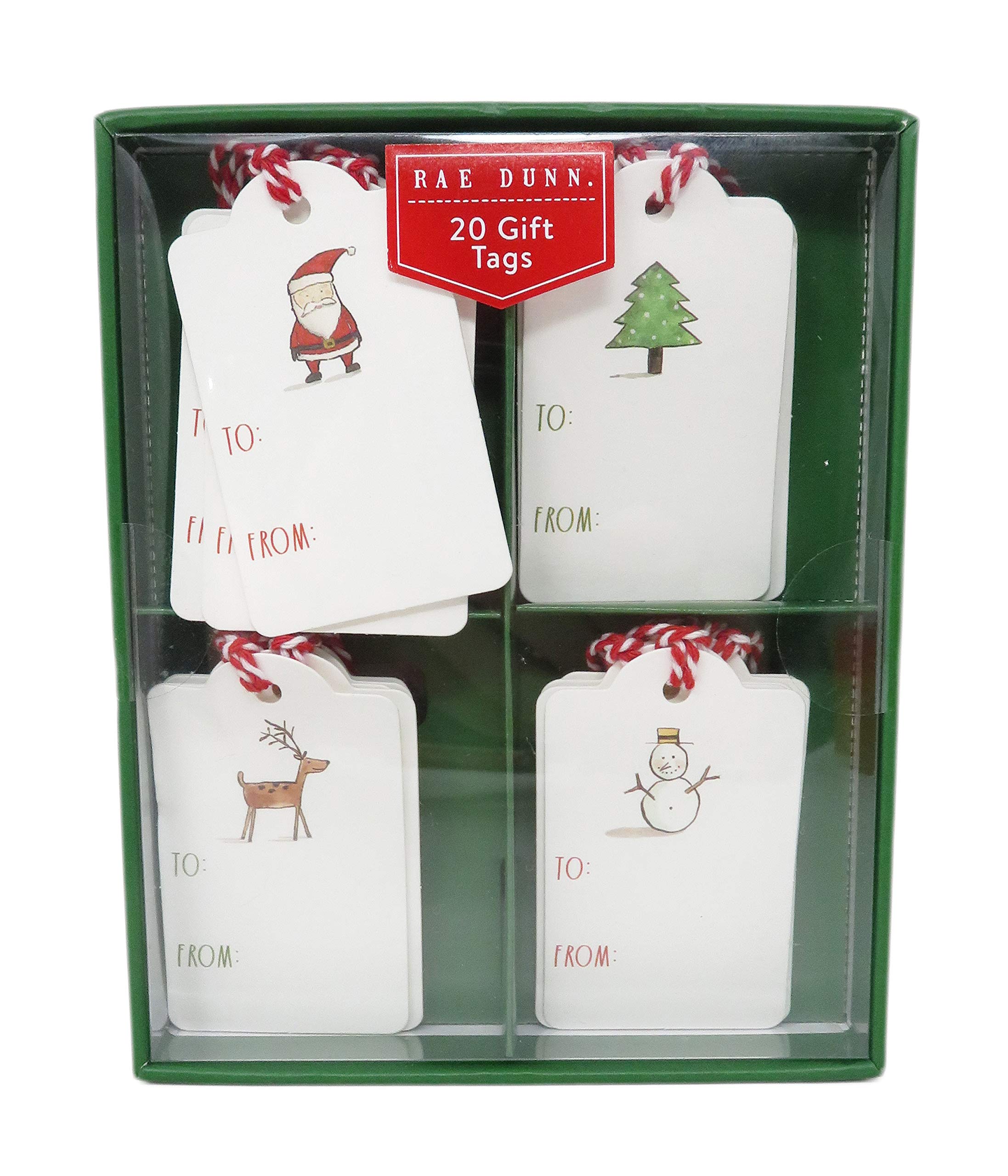 Rae Dunn 20 Count Gift Tags Holiday Christmas Icons Santa Reindeer Snowman Tree