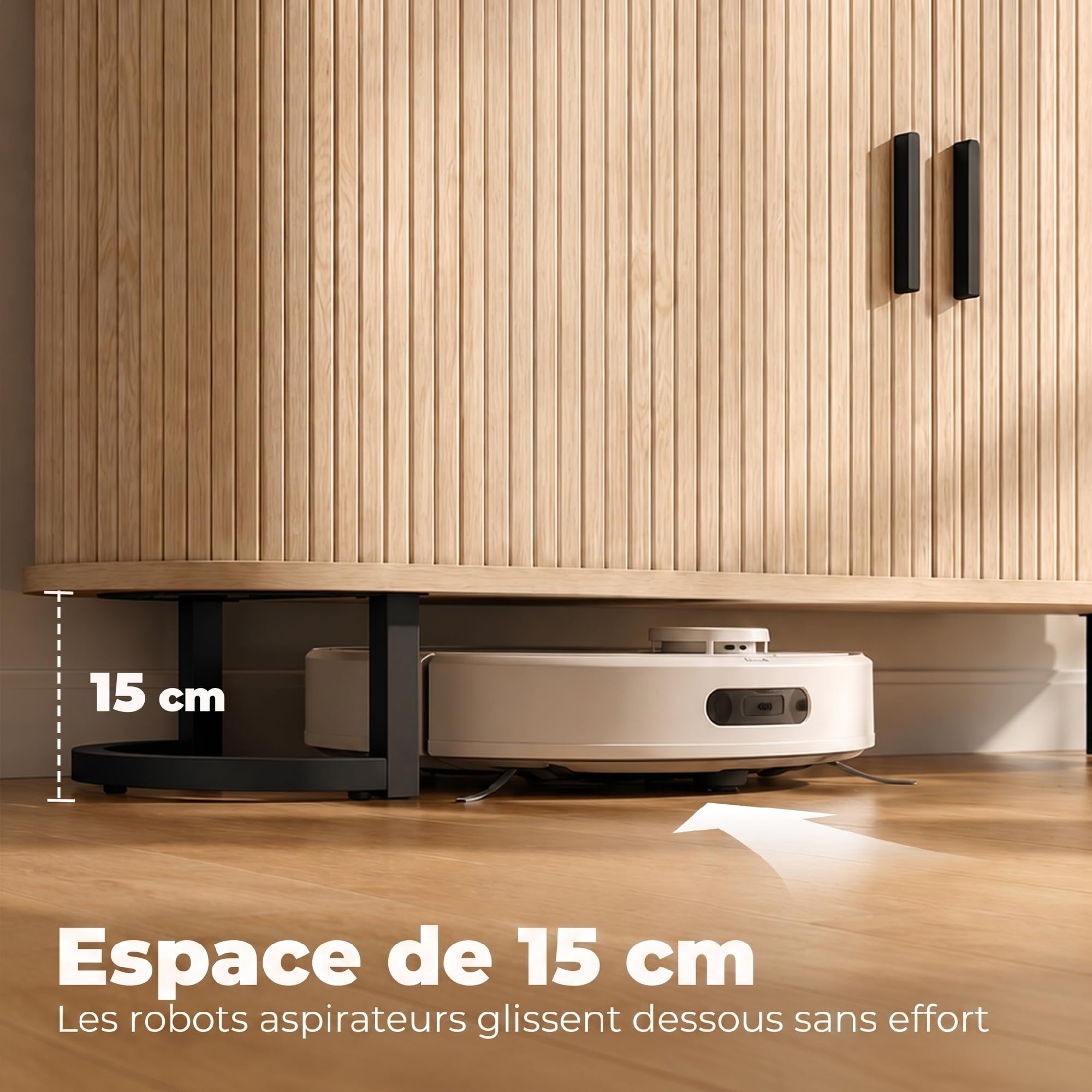 HOMCOM Sideboard ovale 2 ante scorrevoli 140x40x75cm legno naturale | Mobile contenitore, ripiani regolabili, supporto TV fino a 60 pollici, stile moderno, buffet per cucina e sala da pranzo