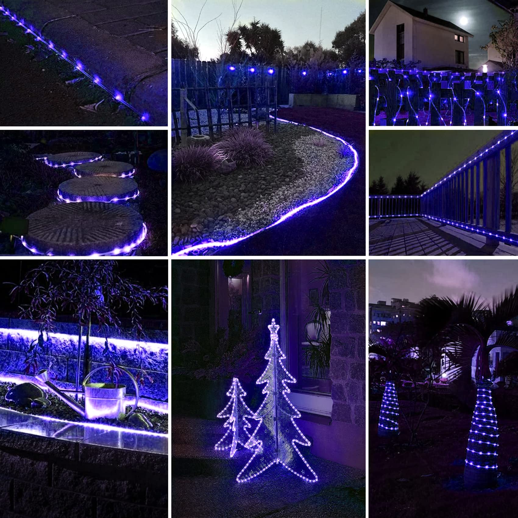 Solar Lichterkette Aussen Wetterfest 30 M 300 LED Wasserdicht Lichterschlauch Außen Lichterkette 8 Modes LED Schlauch Außen für Balkon Party Weihnachten (blau)