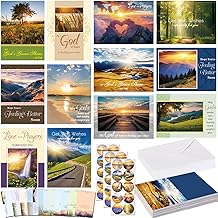 24 Pack Christian Get Well Cards with Envelopes and Stickers Religious Get Well Greeting Cards Bulk with Scripture Encouragement Blessing 4.5 x 6.2 Inch(Landscape)