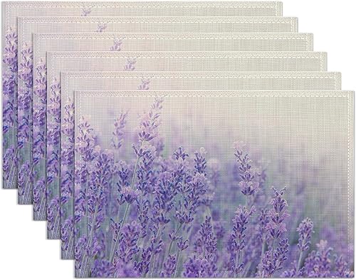 Miniatura 13 de Juego de 6 manteles individuales de eucalipto verde salvia, lavables, resistentes al calor, de 12 x 18 pulgadas, manteles individuales de lino con