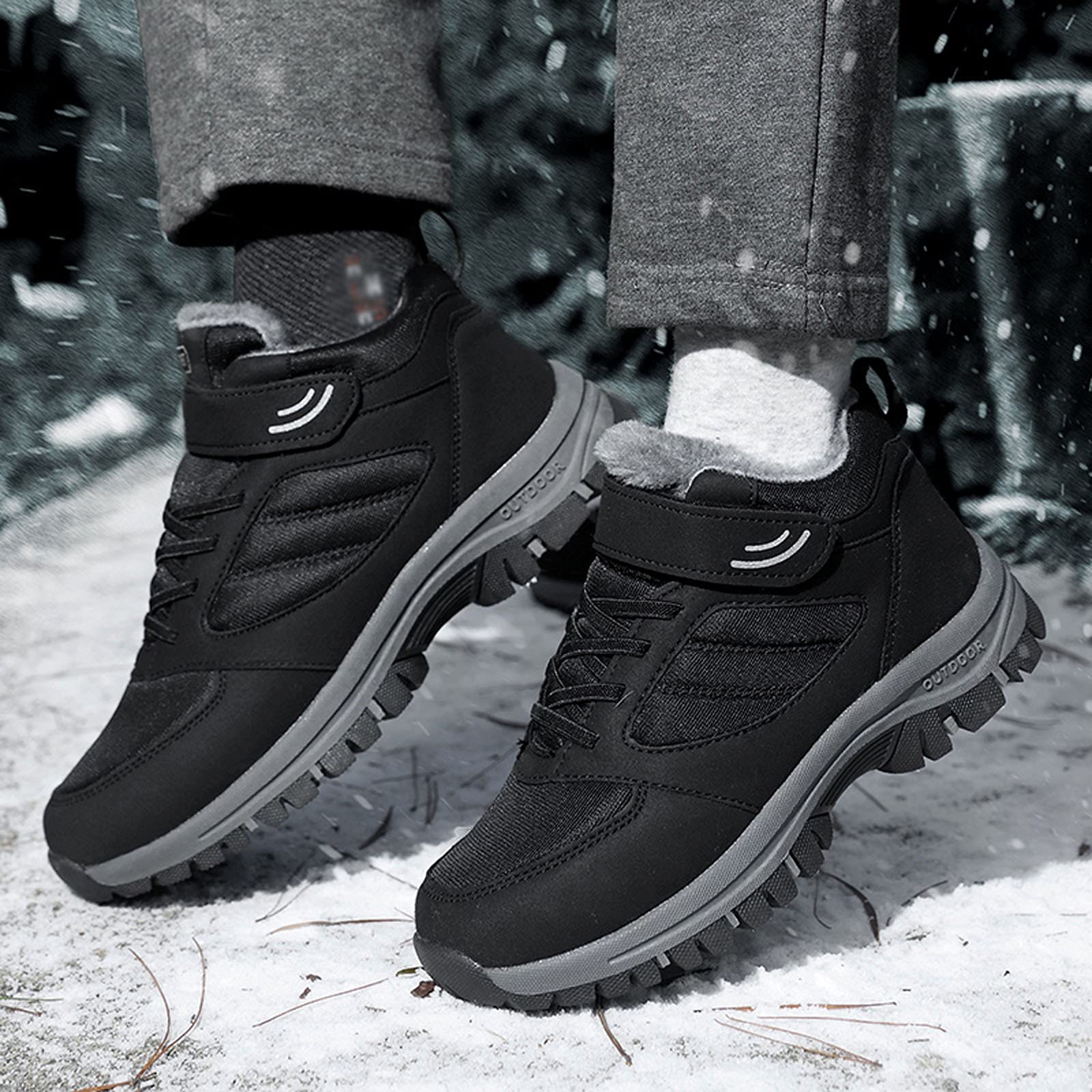 FGUUTYM Stivaletti da donna invernali da neve, invernali, imbottiti, in cotone, con chiusura in velcro, in velluto, antiscivolo, da donna