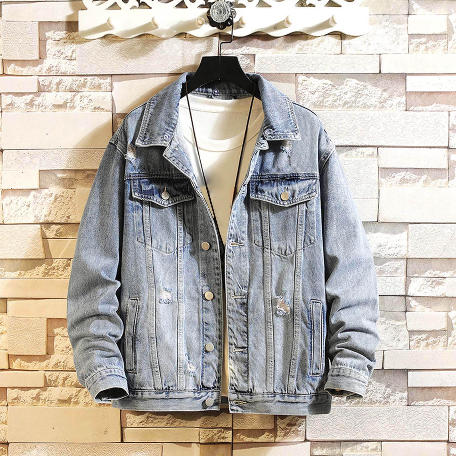 Giacca di jeans casual allentata da uomo giacca in denim retrò giacca da uomo Y2K jeans cappotti streetwear cappotti giovanili giacche harajuku alla moda abbigliamento casual capispalla vestibilità