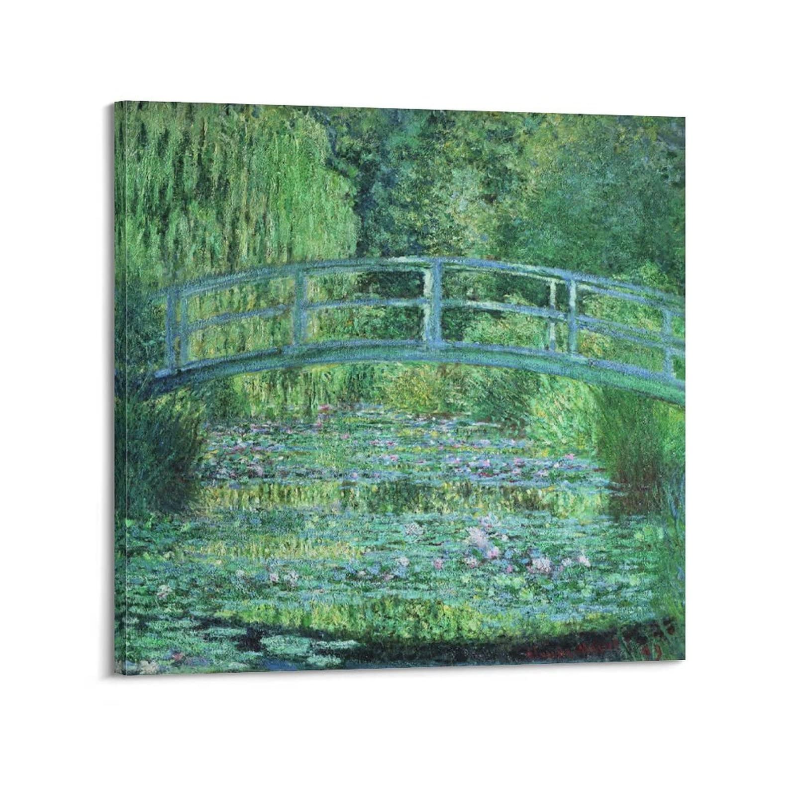 JAHER Claude Monet Paintings - (The Arch Bridge over The Water Lily Pond) Poster Painting On Canvas Wall Art Scroll Picture Print Living Room Walls Decor Homes 24x24inch(60x60cm)
