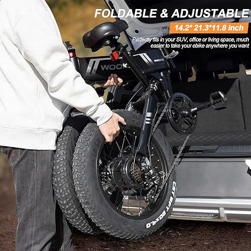 Miniatura 25 de TotGuard Bicicleta eléctrica, bicicleta eléctrica de 20 pulgadas para adultos, motor sin escobillas de 500 W (pico 750 W), bicicleta eléctrica de 20