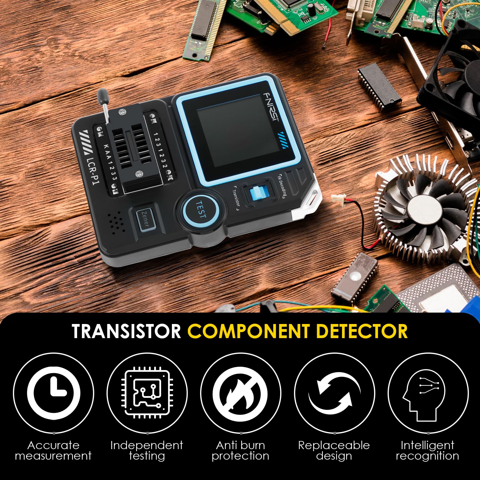 Multifunctional Transistor Tester, Capacitor Tester, NEC Infrared Decoding Color Screen Transistor Meter, Anti Burn High Precision Diode Triode Tester for LCR ESR MOSFET SMD Testing