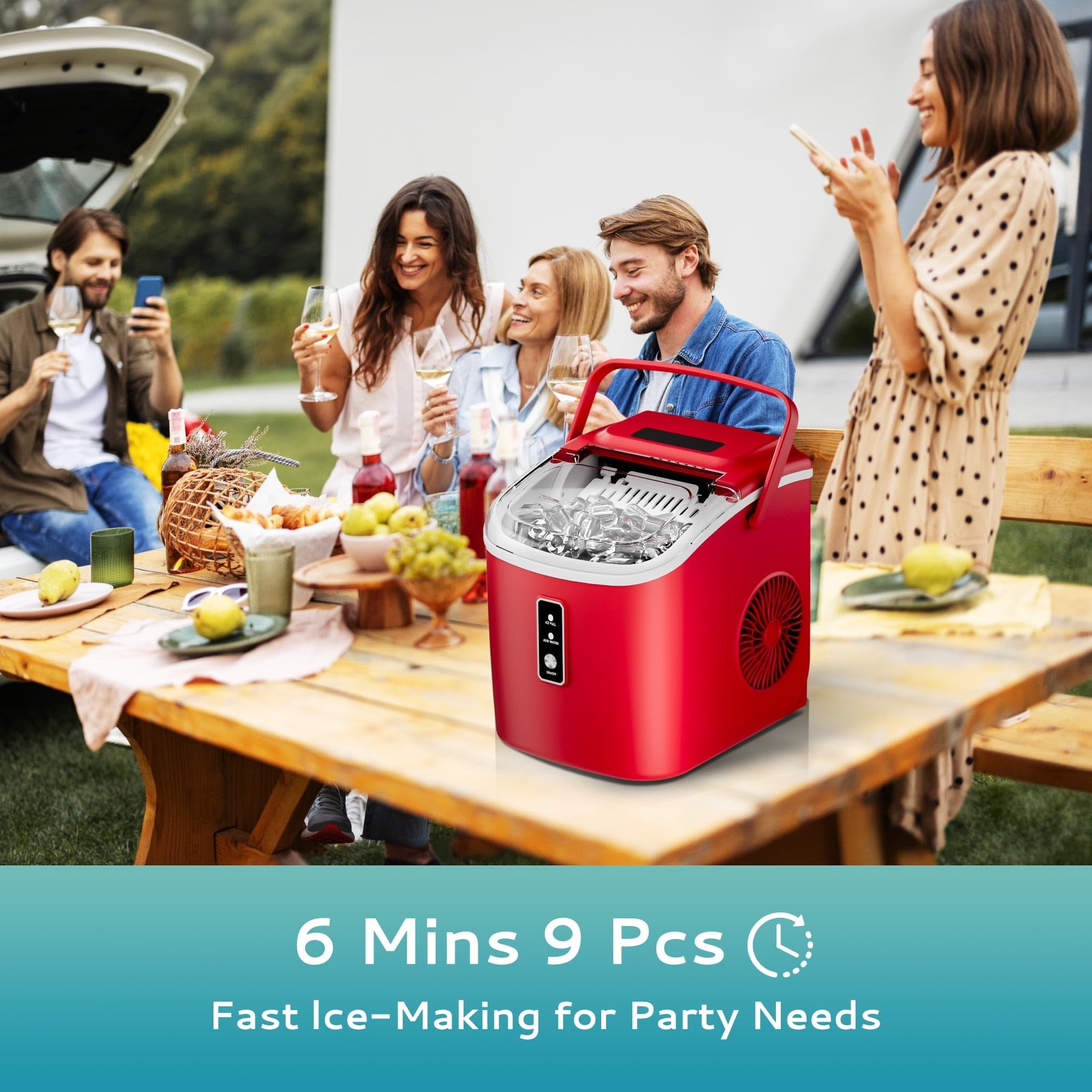 26 lbs/24H Countertop Ice Maker Machine, 9 Bullet-Shaped Ice in 6 Min, Auto-Cleaning on Fridge.com