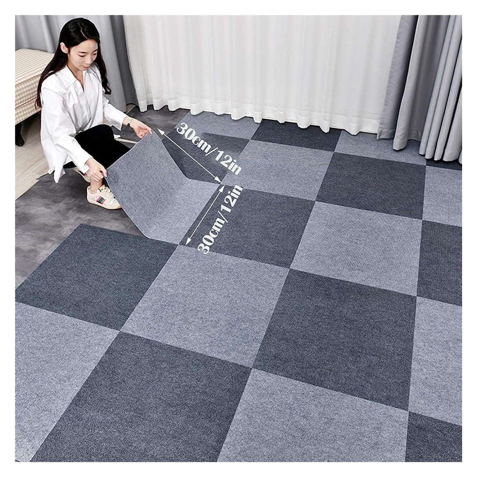 dalles de moquette, Carreaux de moquette carreaux auto-adhésifs(12 * 12in Dark Brown,9pcs)