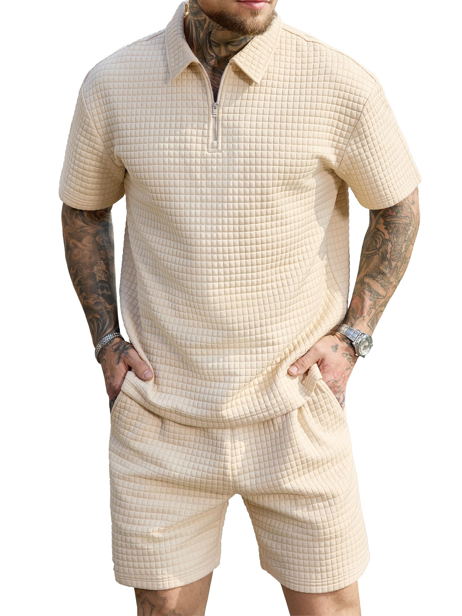 JEMLDL Men's Short Sets 2 Piece Polo Shirt Summer Outfits Casual Fashion Tracksuits Short Sleeve Travel Clothes