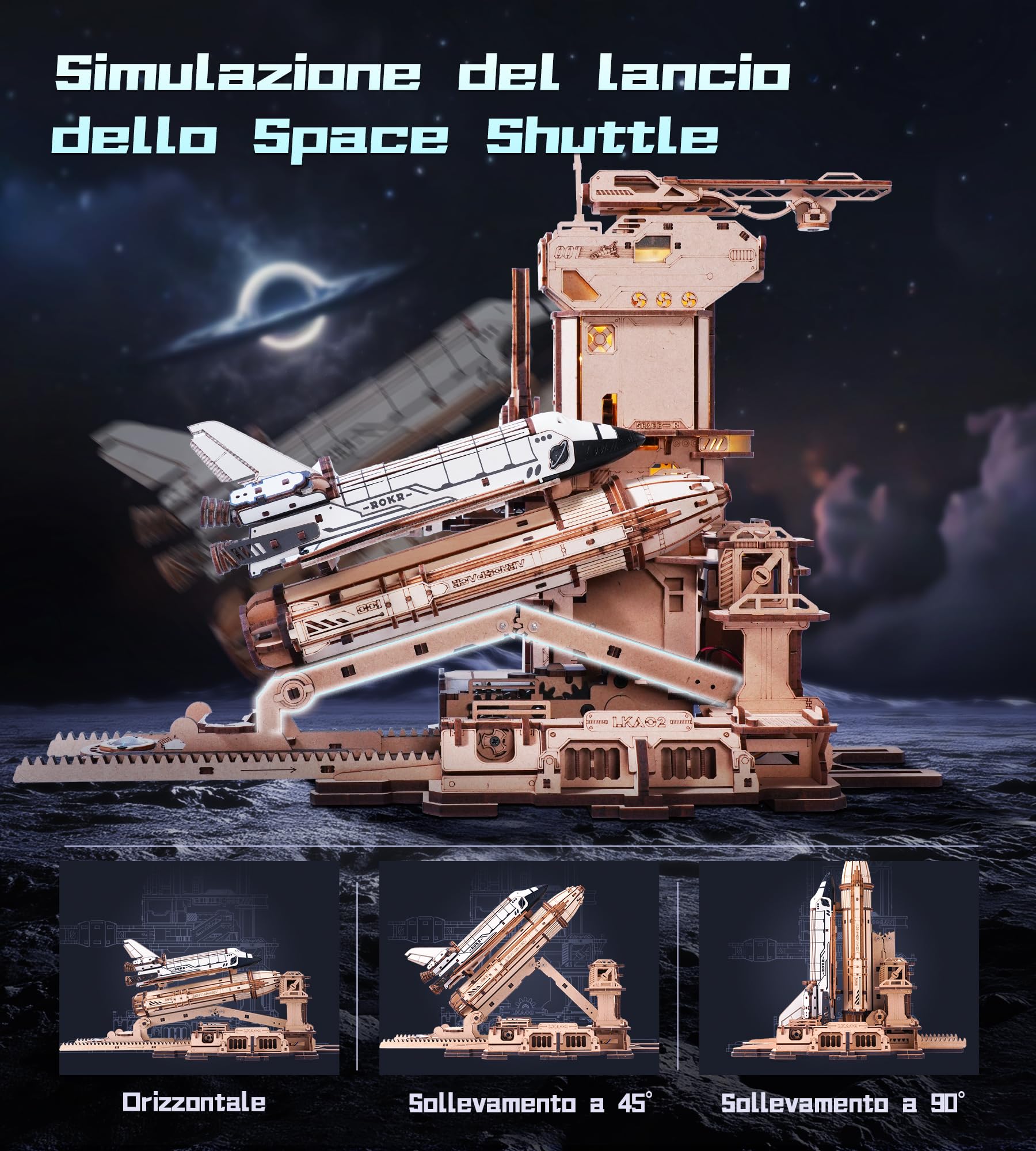 ROKR Puzzle 3D in Legno Navetta Spaziale Kit di Modellismo per Adulti Idea Regalo per Uomin Space Shuttle LKA02