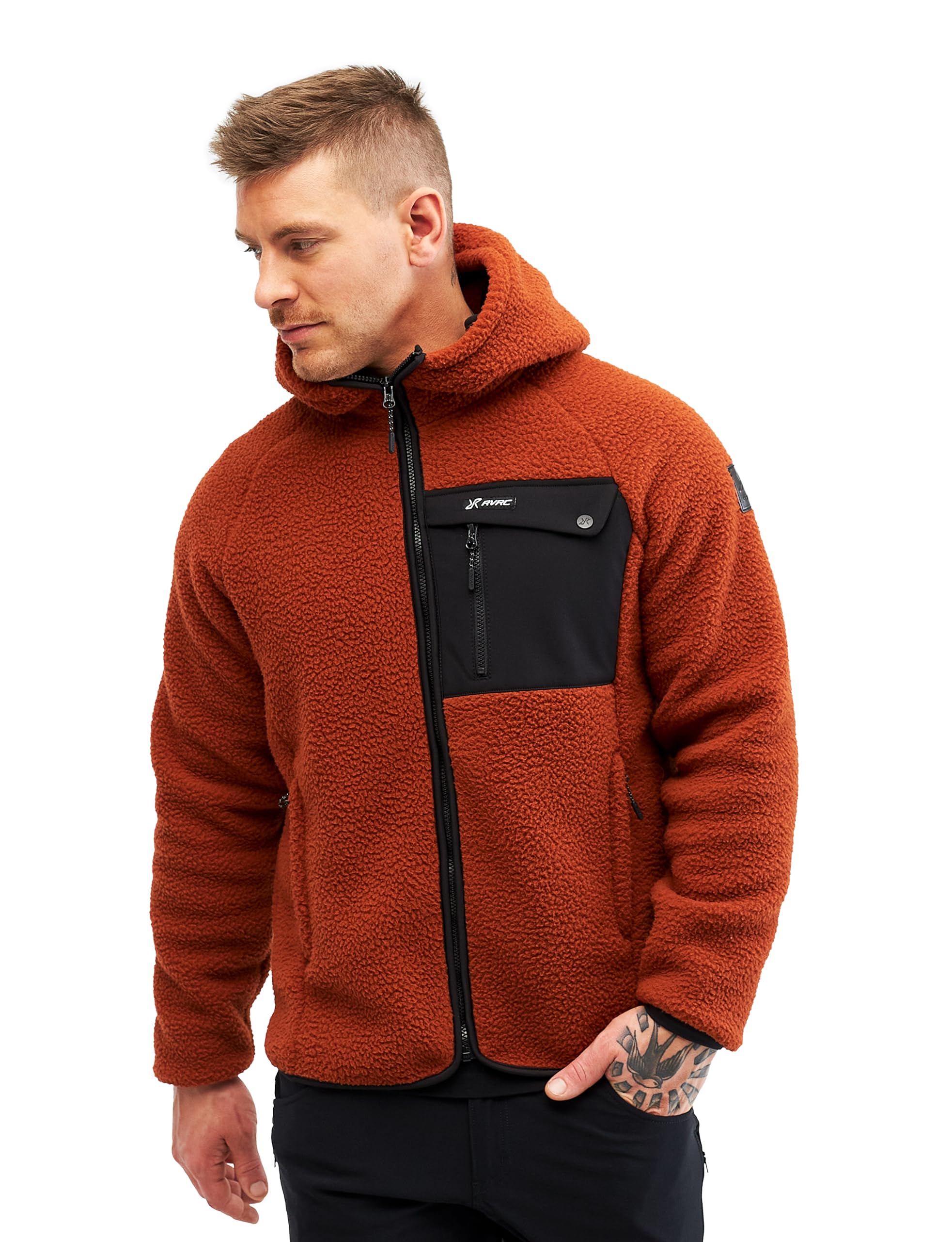 RevolutionRace Sherpa Hoodie für Herren, Outdoor Fleecejacken perfekt für Wanderungen und Outdoor-Abenteuer, Rusty Orange, L