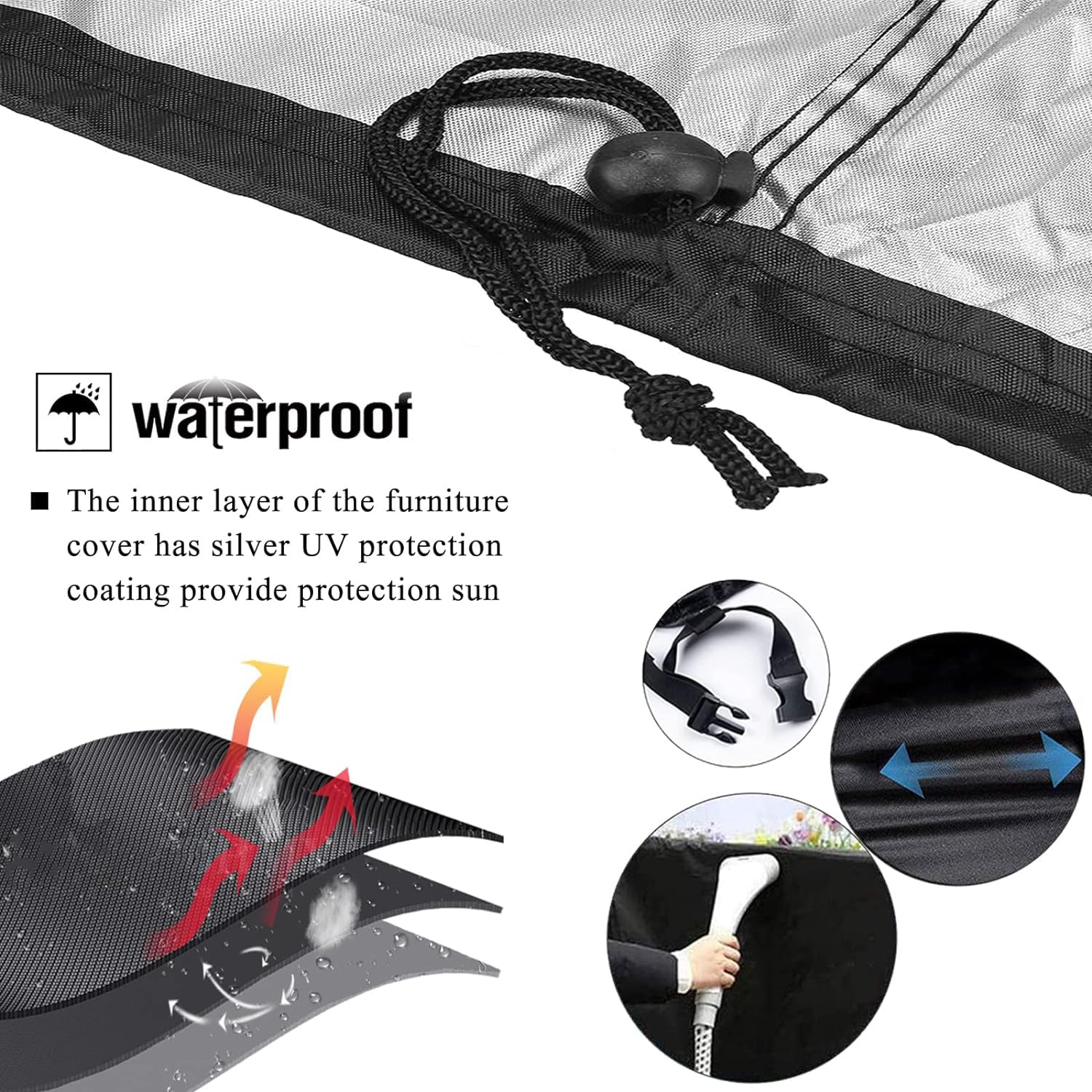 Copertura Per Mobili Giardino Oxford 420D - Impermeabile, UV Resistente, 110x60x75cm - Foto 3