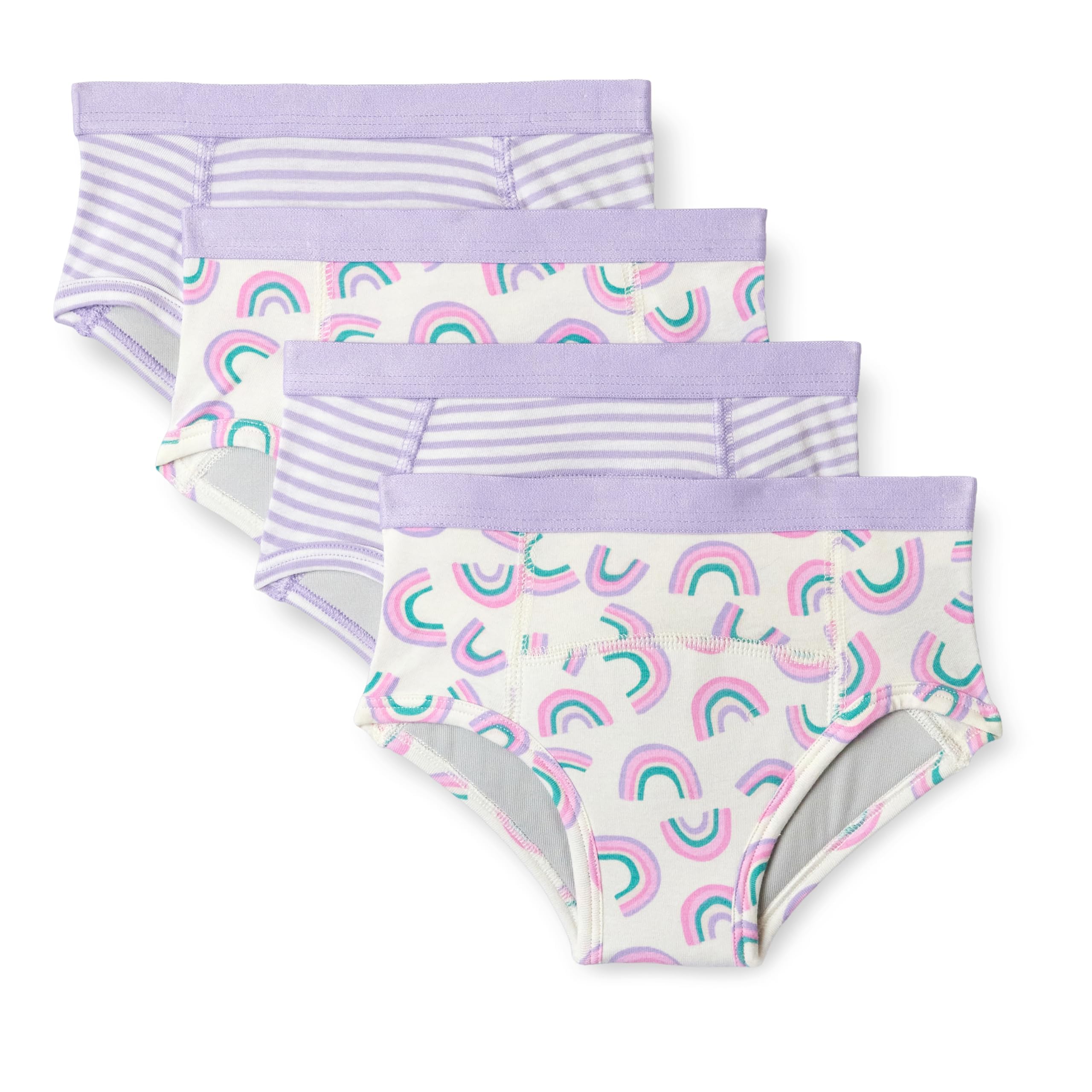 Amazon Essentials Unisex Toddlers' Cotton Training Underwear, Pack of 4, Rainbow/ Stripes, 4 Years
