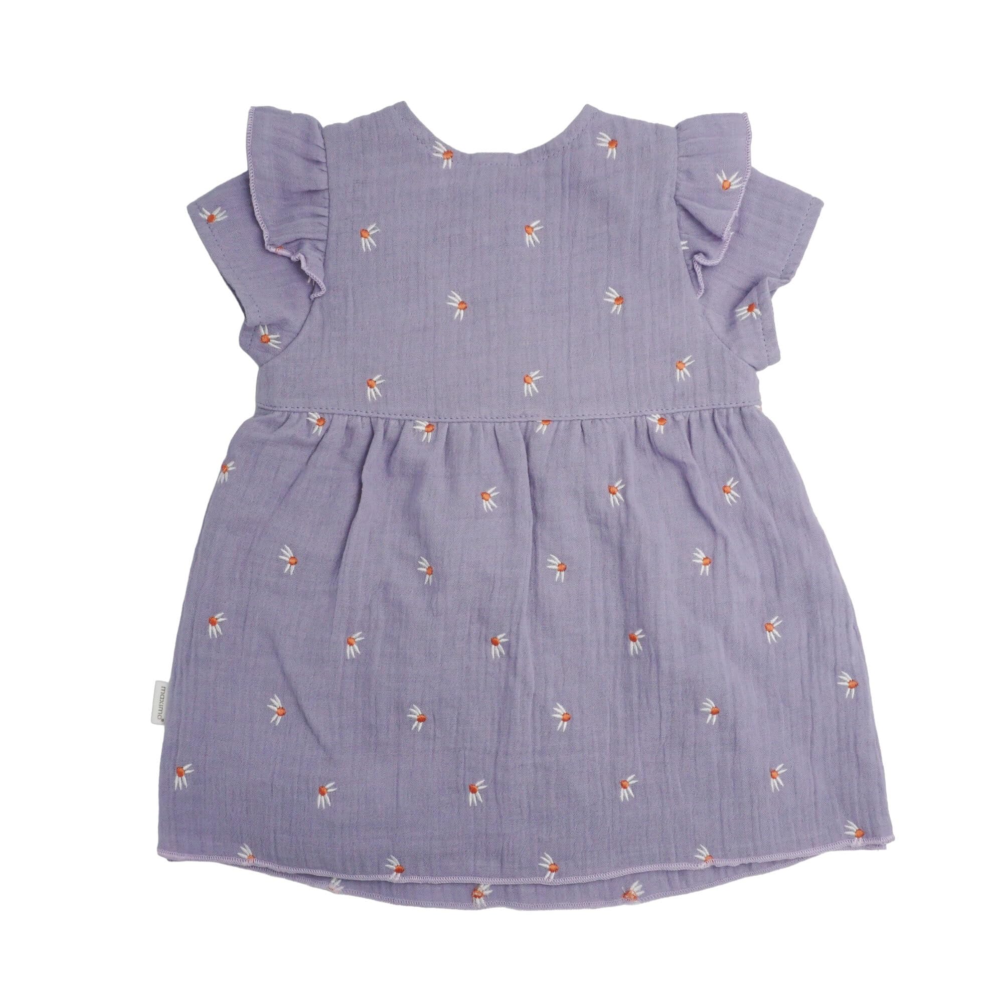 maximo GOTS Baby Girl-Kleid, Kurzarm Musselinstoff Bestickt, Futter Musselin