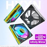 H3 ATX PC Case - Pre-Installed 6 Infinity Mirror PWM ARGB Fans, Compact ATX Dual Chamber Mid Tower Gaming PC Case, with Type-C 3.2 (Black, H3) - 9