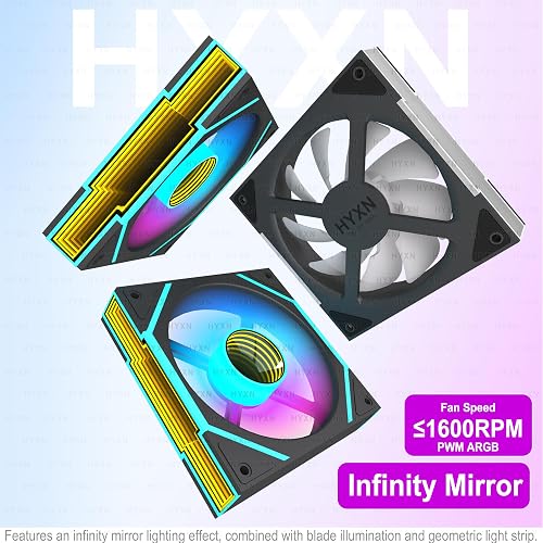 H3 ATX PC Case - Pre-Installed 6 Infinity Mirror PWM ARGB Fans, Compact ATX Dual Chamber Mid Tower Gaming PC Case, with Type-C 3.2 (Black, H3) - 9