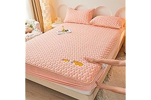 Noiseless Winter Mattress Milk Velvet Quilted Soft Fitted Sheet Set Warm Bed Topper