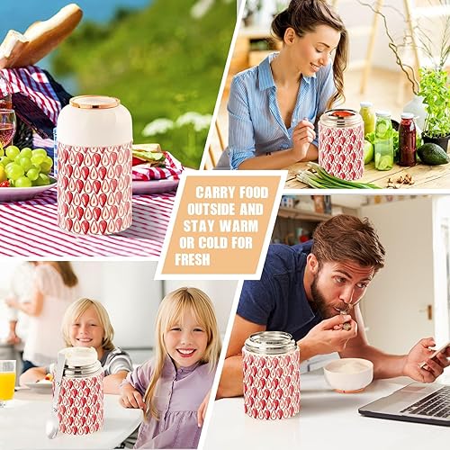 Miniatura 7 de Strawberries Food Jar with Spoon Stainless Steel Vacuum Insulated Food Container 17 oz Food Thermos for Lunch