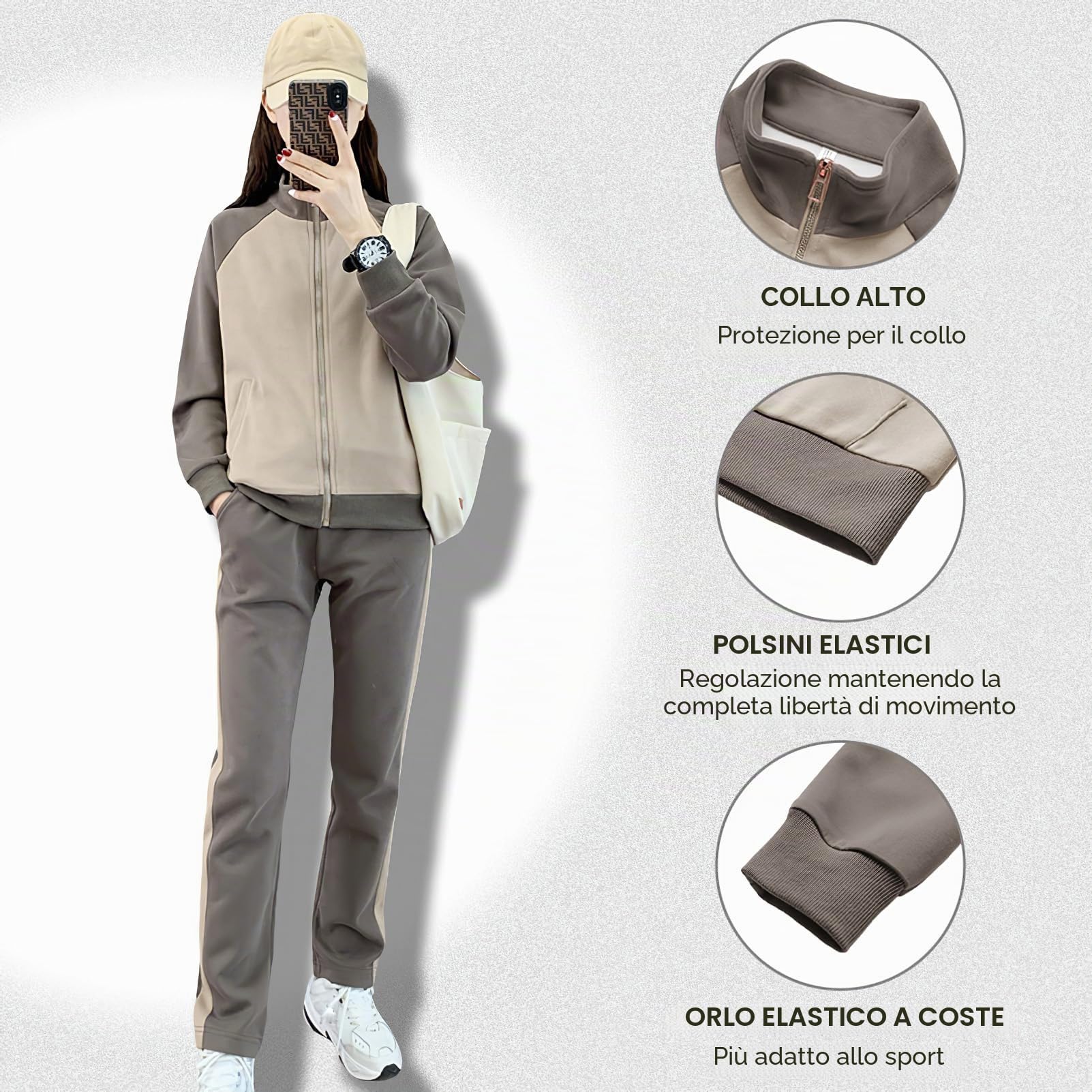 amropi Donna Tuta da Vello Foderato Giacca con Cappuccio e Jogging Pantaloni Inverno Caldo Sportivo Completo