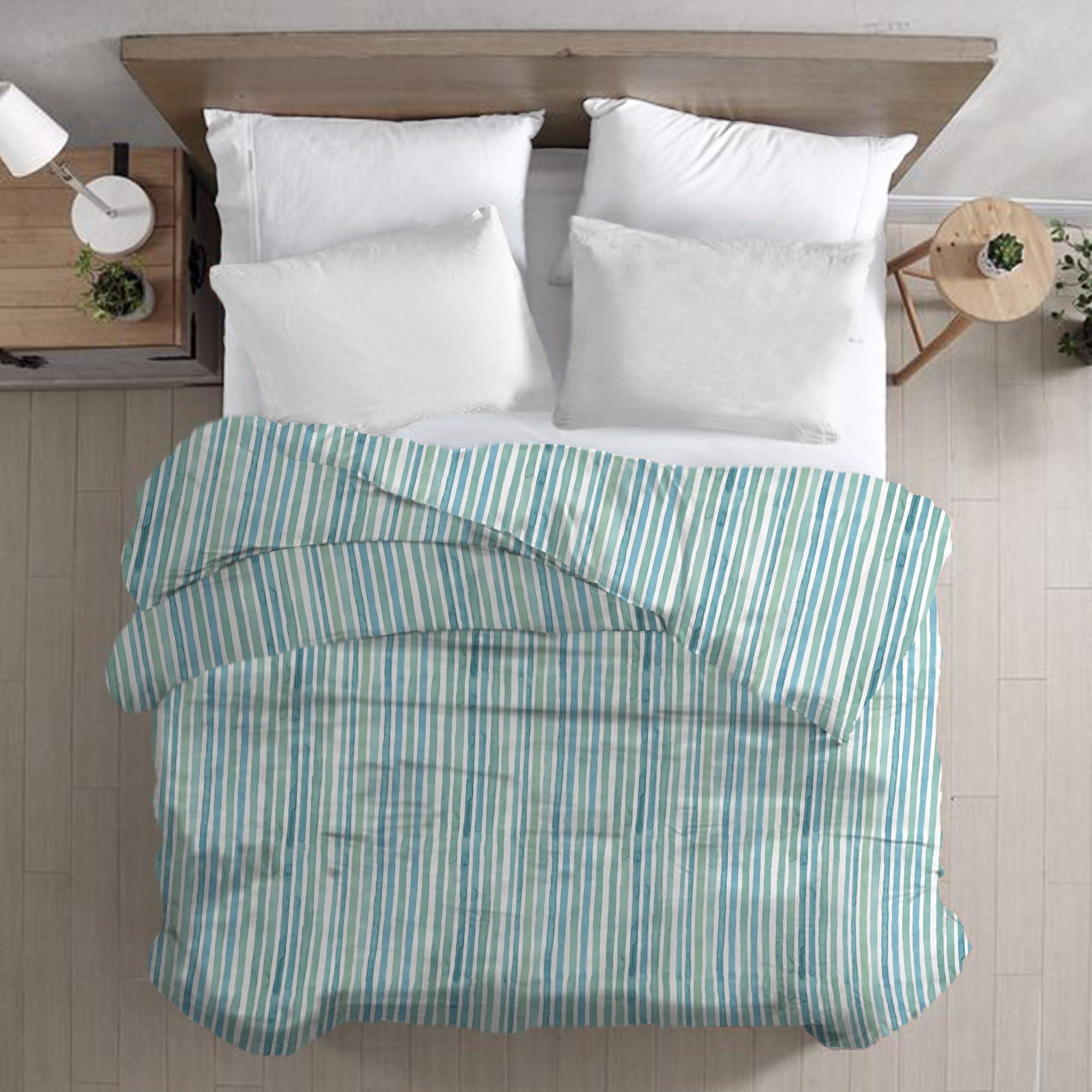 Duvet Cover Double Size - 200 Thread Count - 100% Long Staple Cotton, Luxurious Sateen Duvet Double Size - Silky-Soft Printed Duvet Cover 200x200 cm with Button Closure and Corner Ties -Bed Cover Only