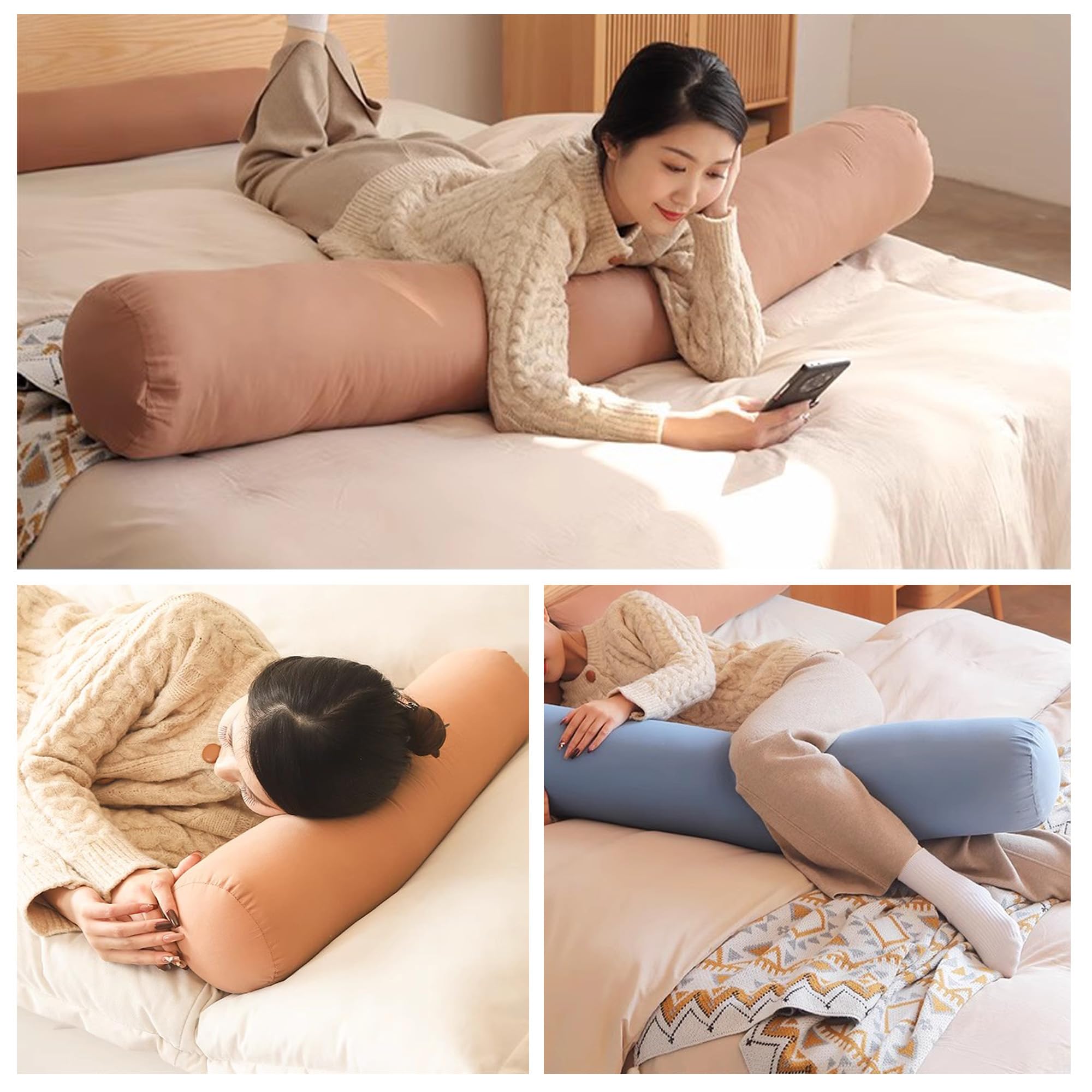 Cuscino cervicale, sfoderabile, supporto lombare per divano e letto, cuscino per testiera e braccioli, 120 x 20 cm, decorazione per tavolo e casa