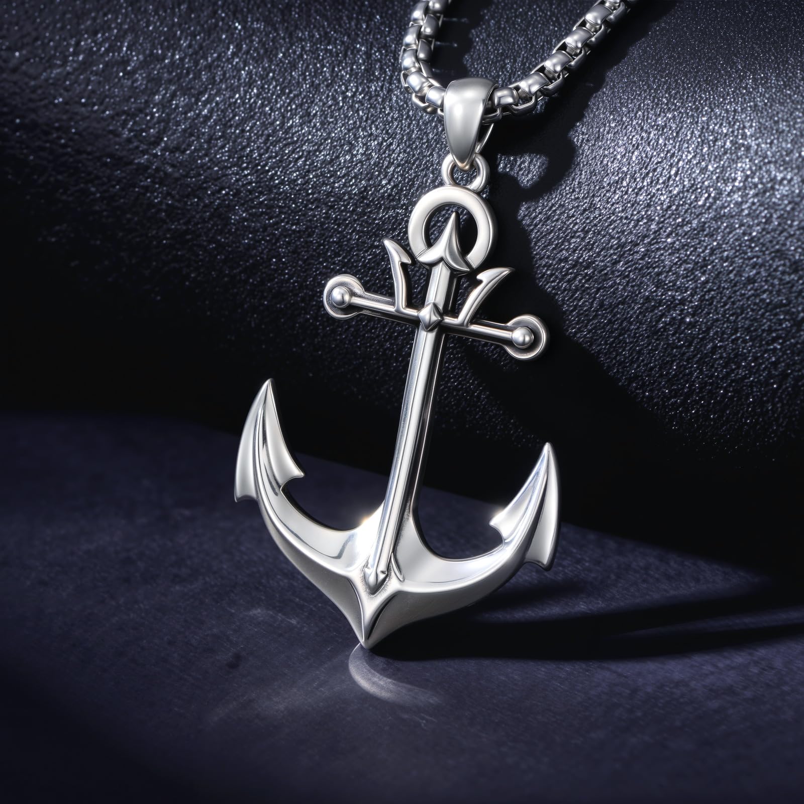 Collana a forma di ancora, in argento sterling 925, ciondolo a forma di ancora, per uomo e donna