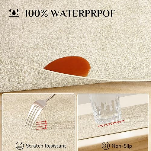 Miniatura 4 de Softalker Juego de 4 manteles individuales de vinilo, de piel sintética, resistentes al calor, 100% impermeables, a prueba de aceite, se limpian con