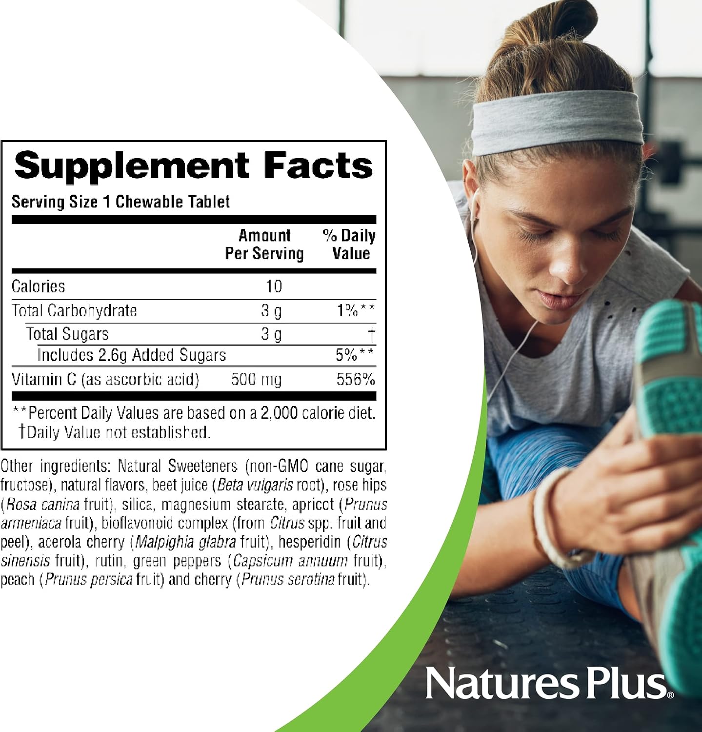 NaturesPlus Lovites Vitamin C 500 mg - 90 Chewable Tablets, Pack of 2 - Immune System Support - Vegan, Gluten Free - 180 Total Servings