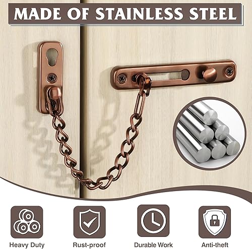 Miniatura 7 de Alise Cerradura de protección de puerta de cadena, cerraduras de cadena de puerta con resorte de seguridad antirrobo, cerraduras de cadena para