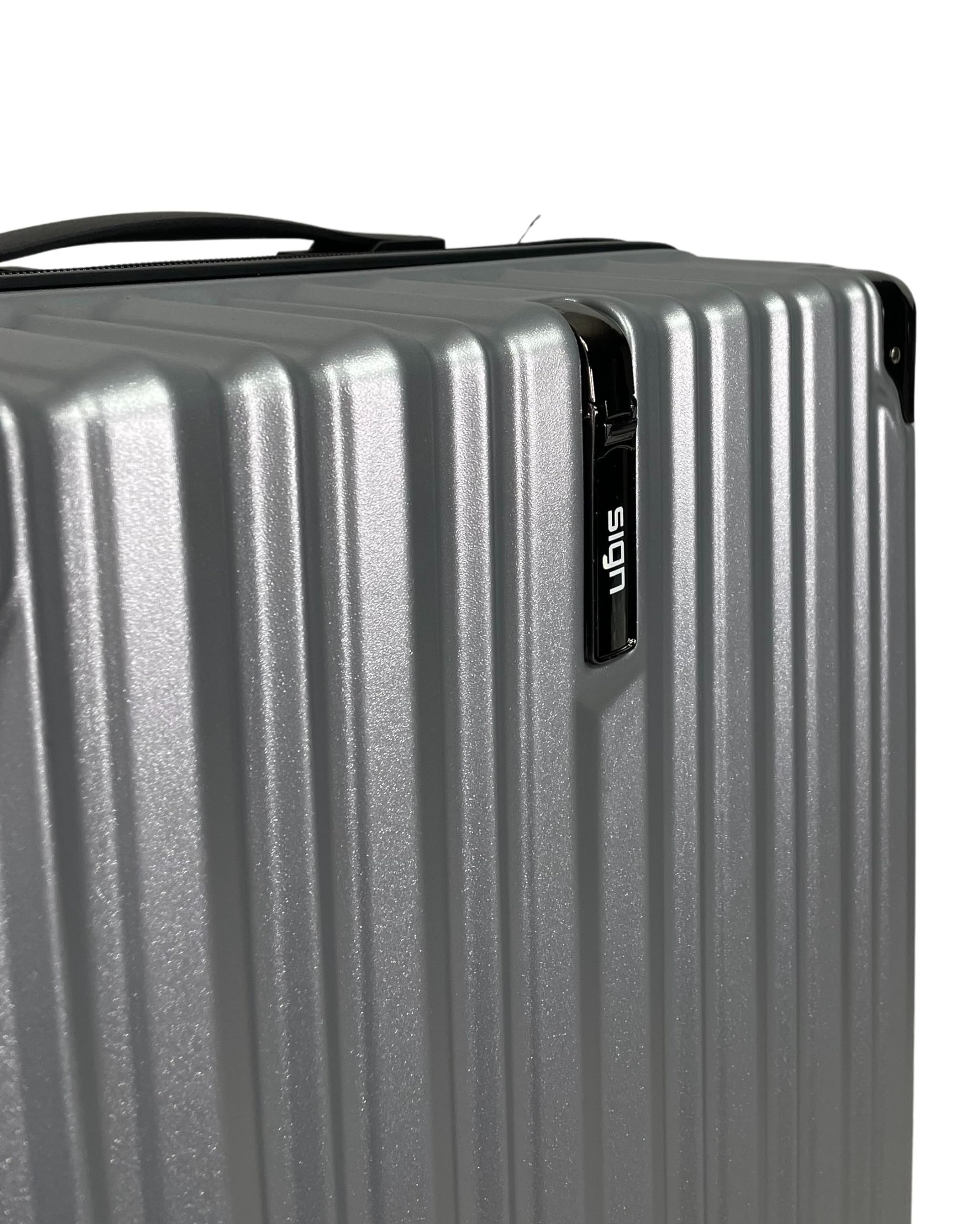 SIGN Hartschalen Reisekoffer Trolley ABS Tasche Leicht 4 Doppelrollen (Handgepäck-Mittel-Groß-Set) Nummernschloss (Silber, Großer Koffer (75cm))