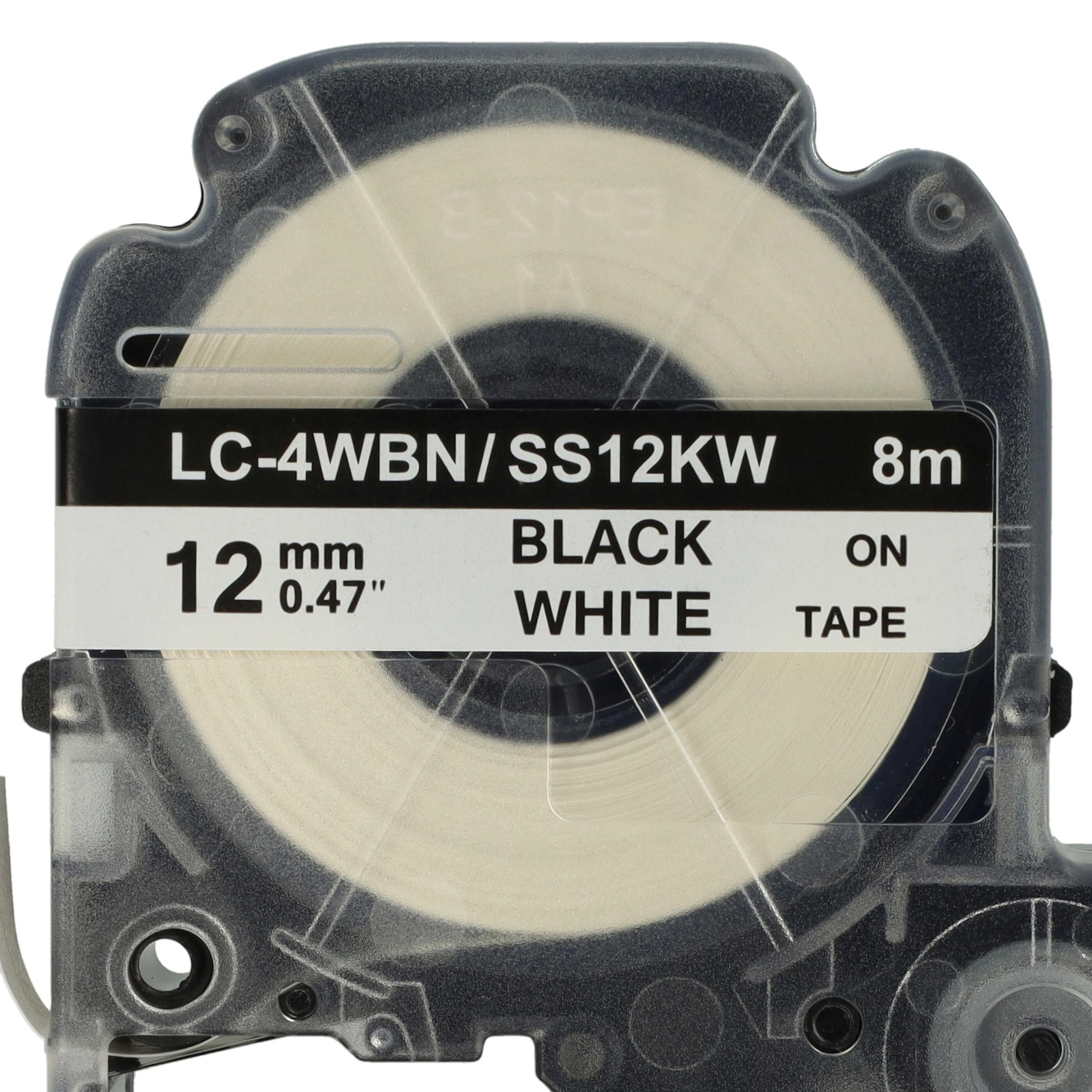 vhbw 50x Cassetta nastro sostituisce Epson LC-4WBN per etichettatrice 8m x 12 mm nero su bianco