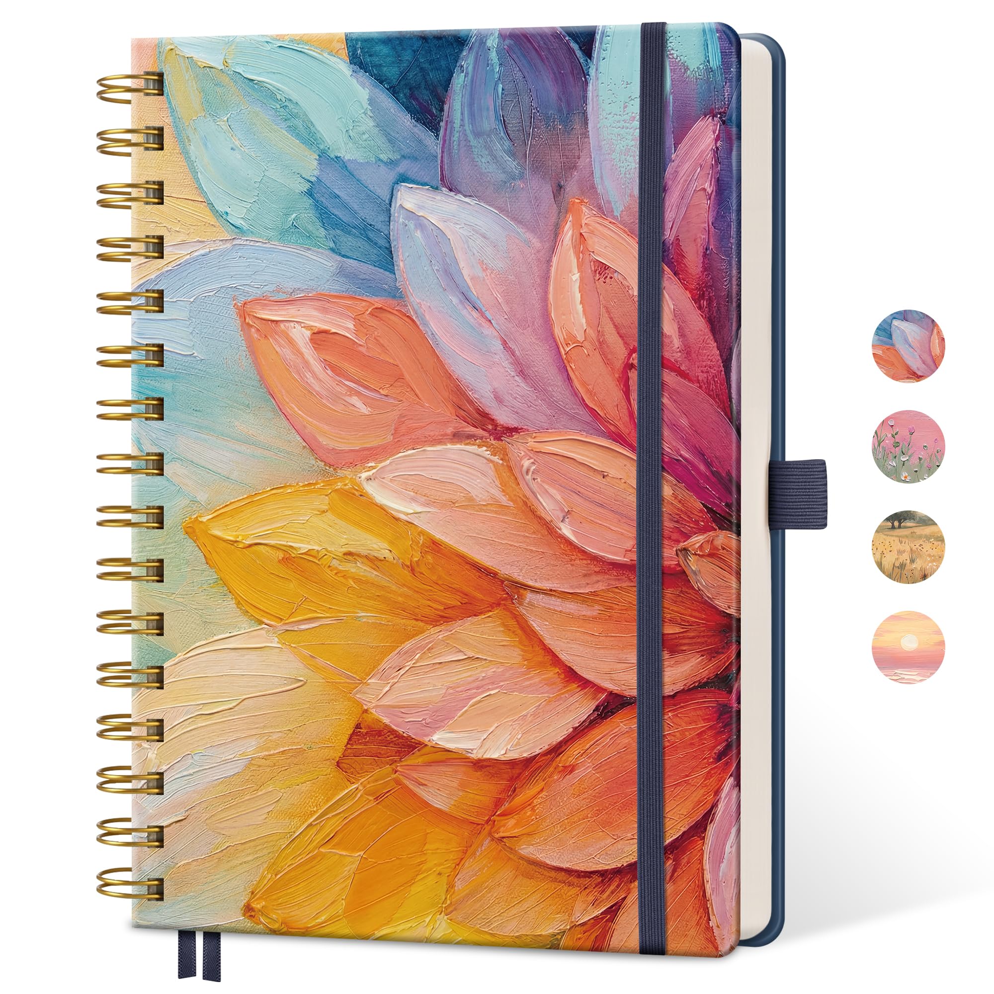 RETTACY A5 Lined Spiral Notebook, Hardcover Journal, 160 Pages
