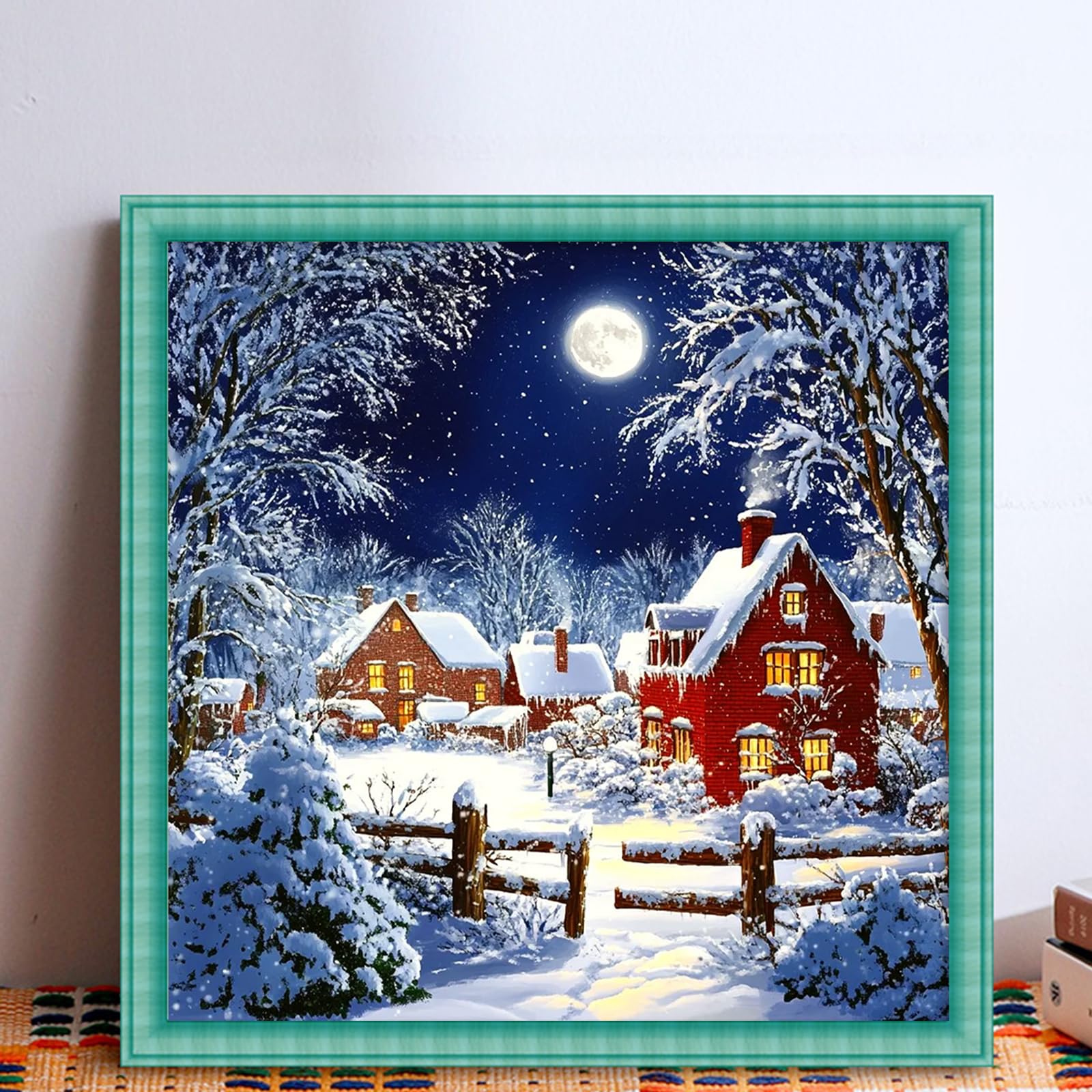 Xmas Cottage Full 14CT 2 nici DIY Zestawy do haftu krzyżykowego 40x40cm