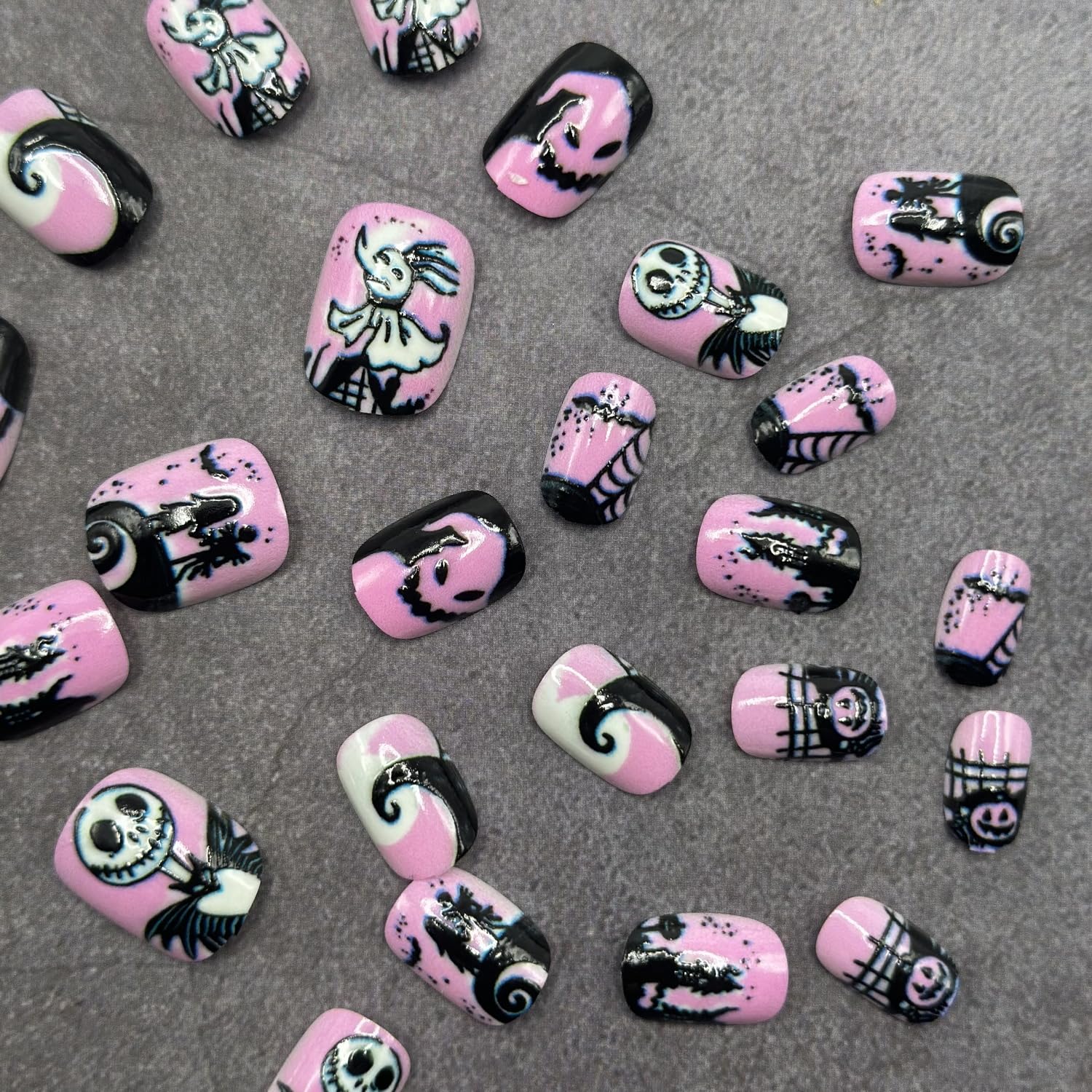 Halloween Press on Nails French Tip Almond Fake Nails Terror Blood False Nail with Acrylic Glue on Nails Medium Artificial Nails Glossy Reusable Halloween Stick on Nails for Women DIY Manicure 24 Pcs: Style 3