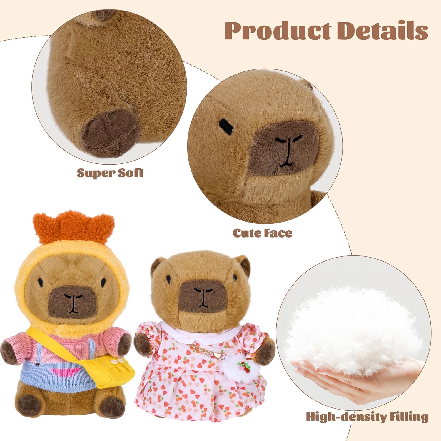 Elcoho 12 Pieces Capybara Plush with Clothes & Accessories and Gift Bag 10 inch Capybara Stuffed Animal Dress Up Dolls Plushies Birthday Gifts, Daily Cute