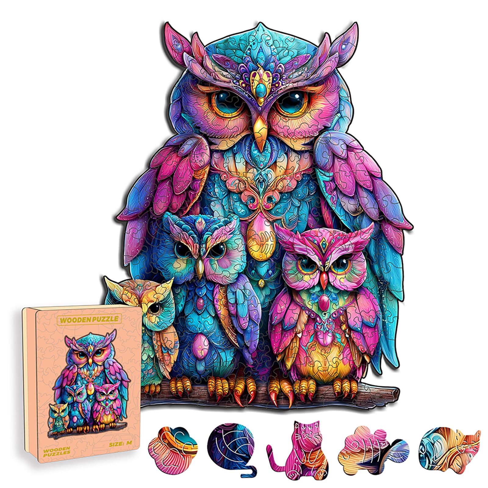 Wooden Puzzles for Adults, Owl Jigsaw Puzzles, Unique Animal Adult Puzzles, Irregular Creative Gift for Family Game,Christmas Birthday Gifts Home Decor