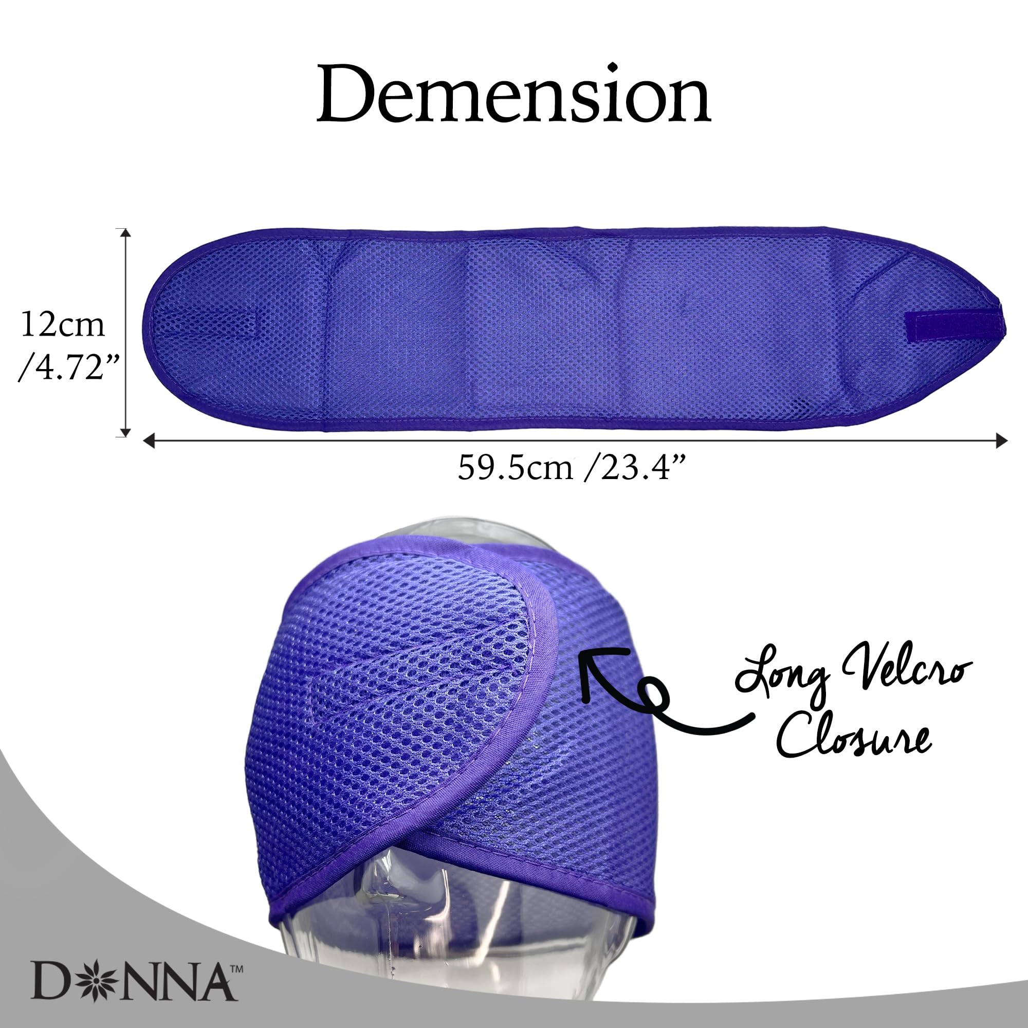 DONNA Envoltura de malla de espuma de lujo, 1 diadema de malla de velcro, envolturas de seda, envoltura de malla para el cabello de mujer, para lavado facial, accesorios para el cabello, diademas