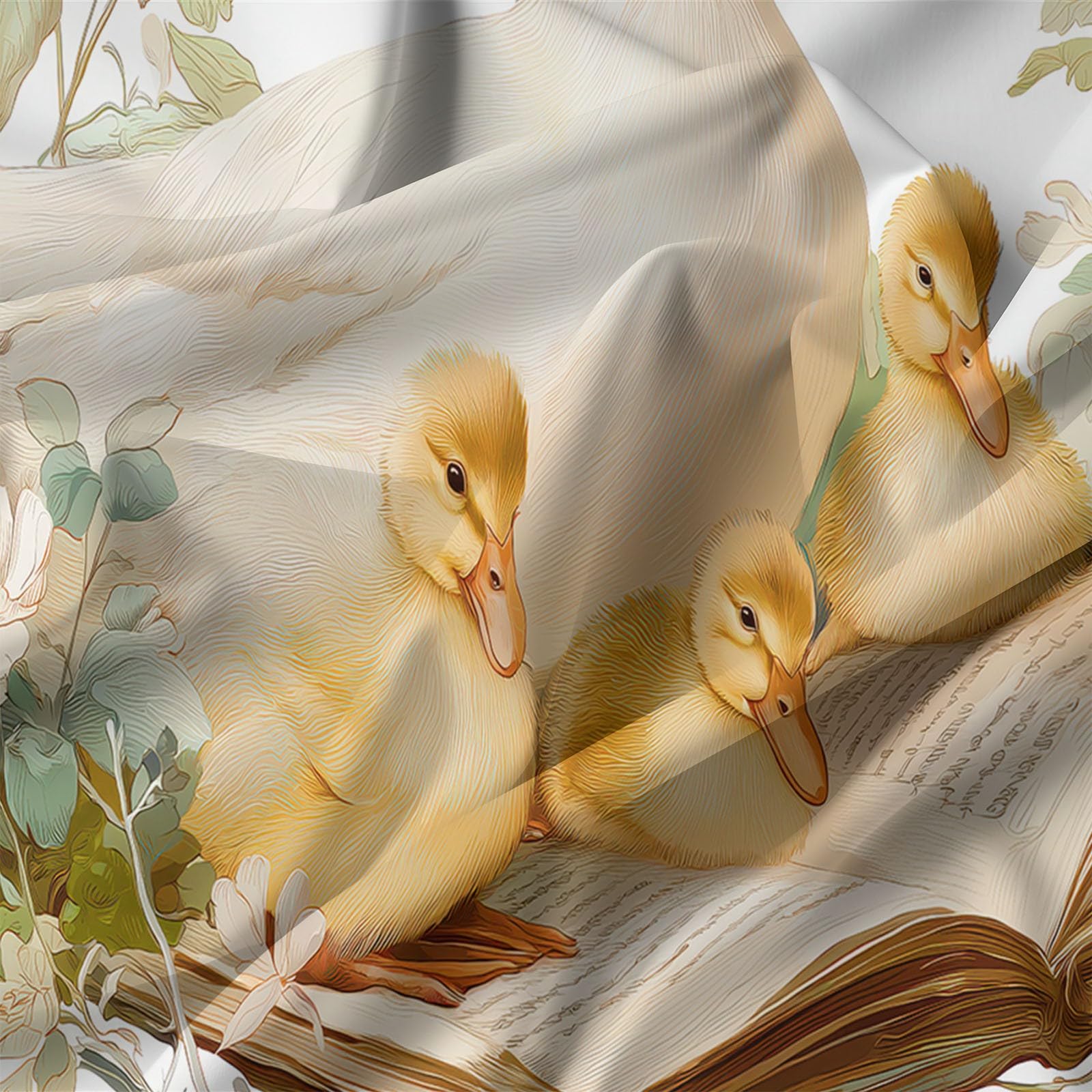 Set copripiumino matrimoniale beige, disegnato a mano, stile rurale, animali, anatre, in morbida microfibra, con chiusura a cerniera e lacci angolari, facile da pulire, set di biancheria da letto di