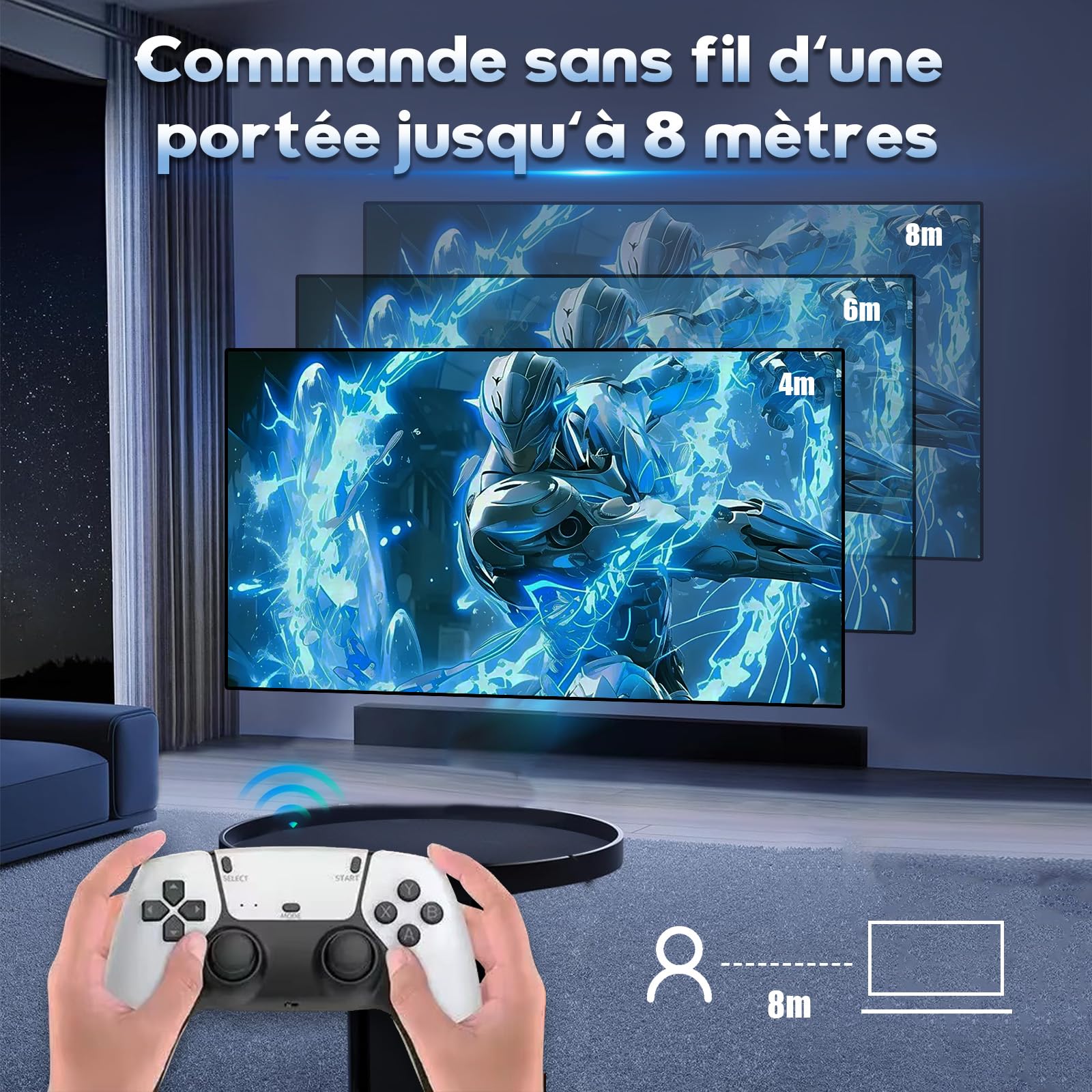 M15 Console de Jeu rétro Retro Game Stick 4K,50000+ Jeux,28 Émulateur,Console de Jeux Portable HDMI avec Deux Manettes sans Fil 2.4Ghz,Console de Jeux vidéo rétro Plug and Play pour TV (128G)