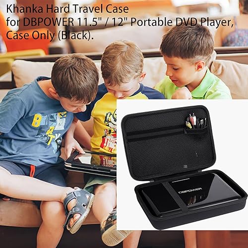 Miniatura 5 de Khanka Estuche de viaje rígido de repuesto para reproductor de DVD portátil DBPOWER de 11.5 pulgadas/12 pulgadas, solo funda (negro)